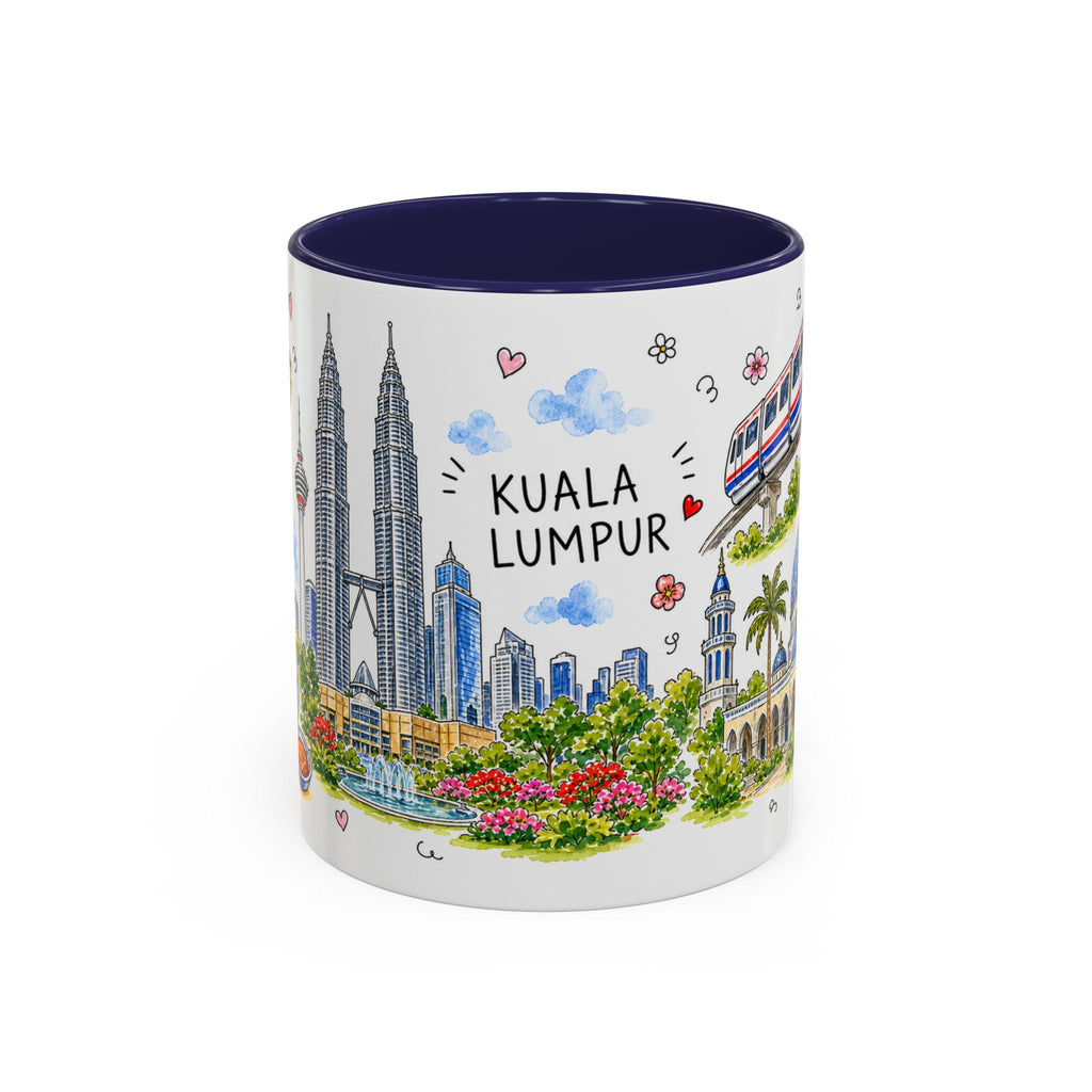 Kuala Lumpur Illustrated Travel Mug | City Souvenir Accent Coffee Mug | 11oz 15oz Ceramic Cup