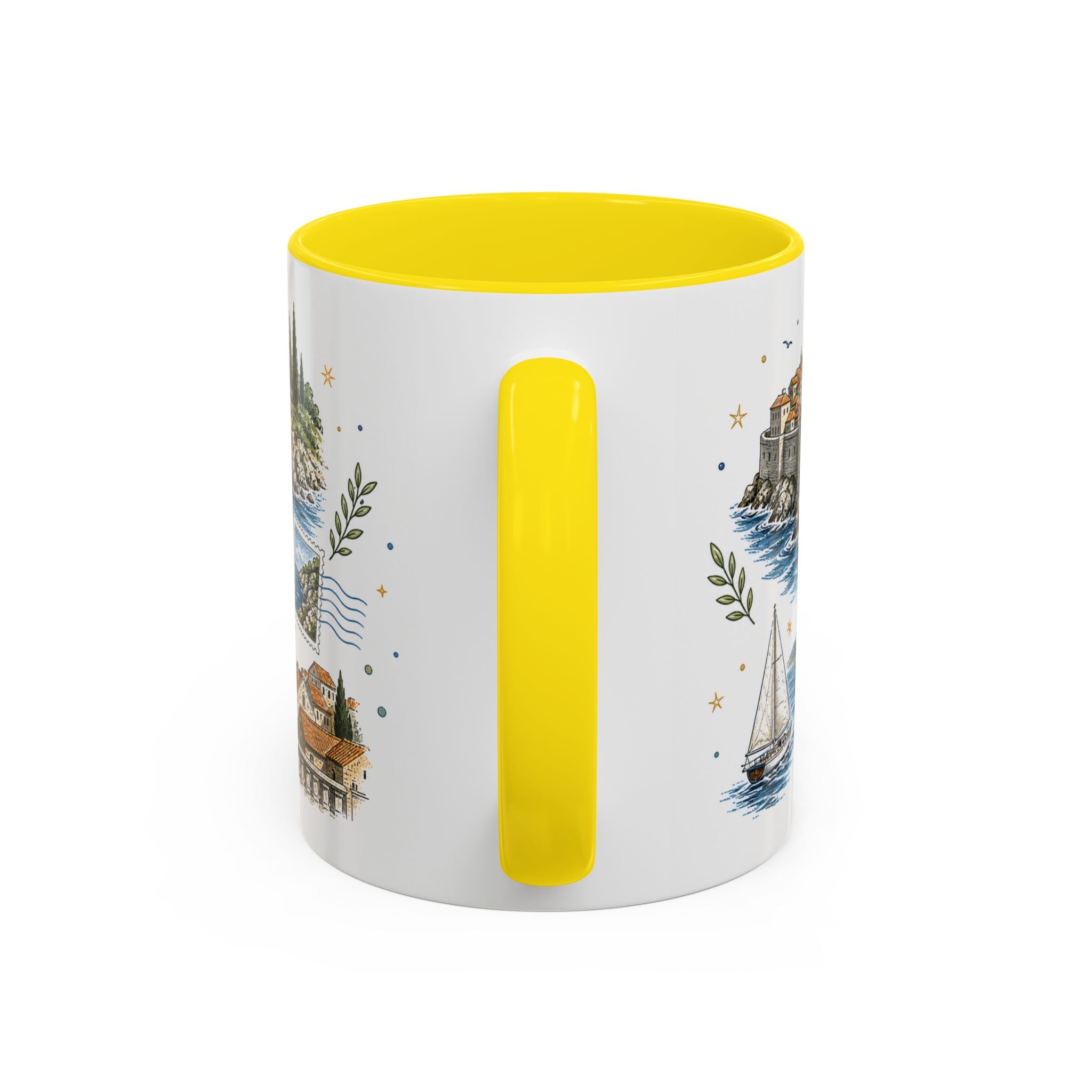 Dubrovnik Coast Coffee Mug | Travel Destination Souvenir Gift | Accent Color Ceramic 11oz 15oz