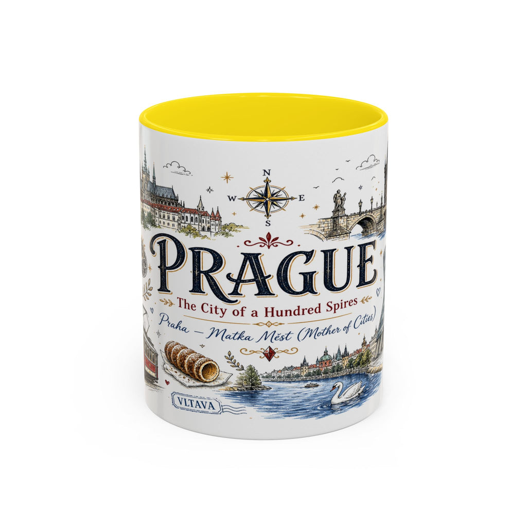Prague Coffee Mug | Czech Republic Souvenir Travel Gift | Accent Color Ceramic 11oz 15oz