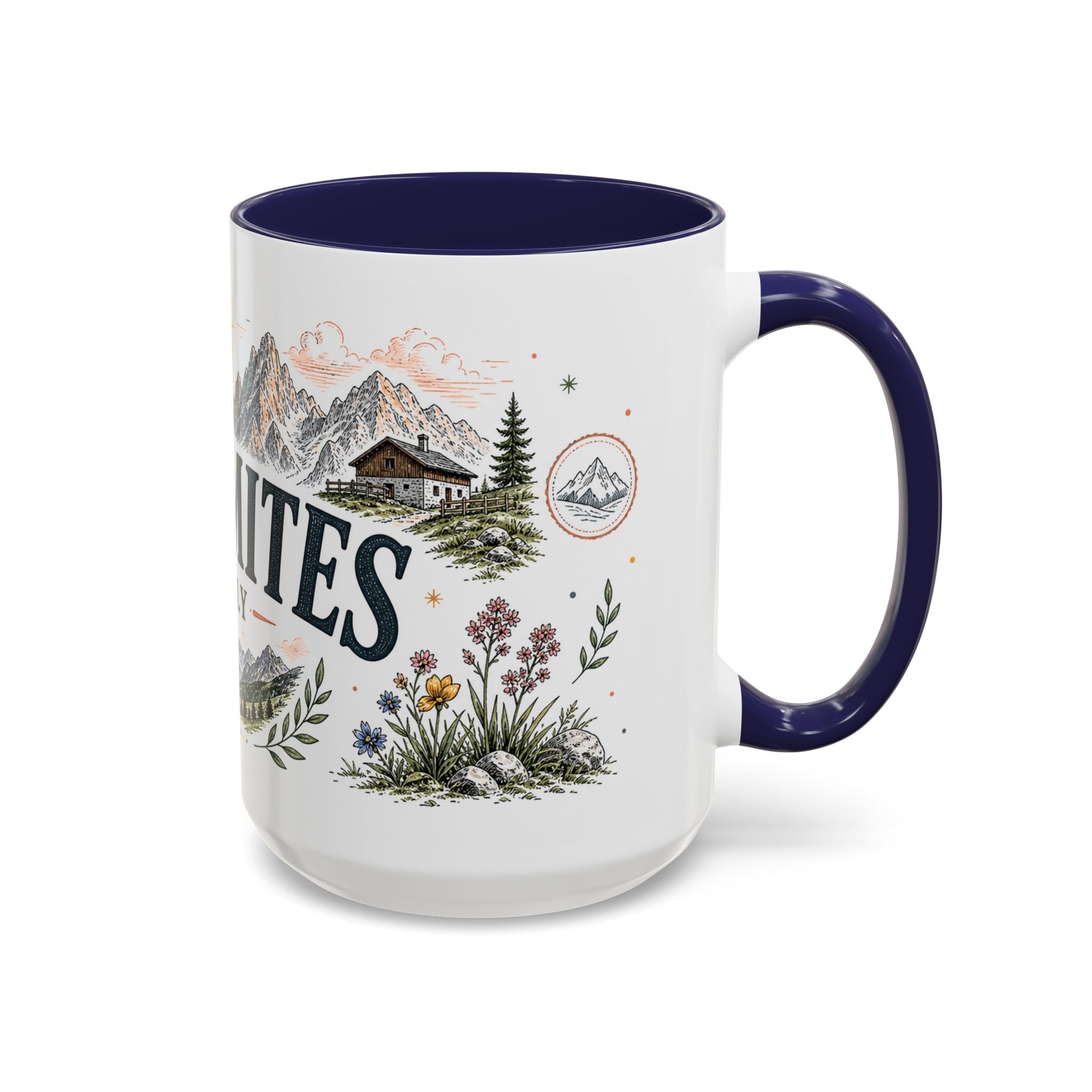 Dolomites Coffee Mug | Travel Destination Souvenir Gift | Accent Color Ceramic 11oz 15oz