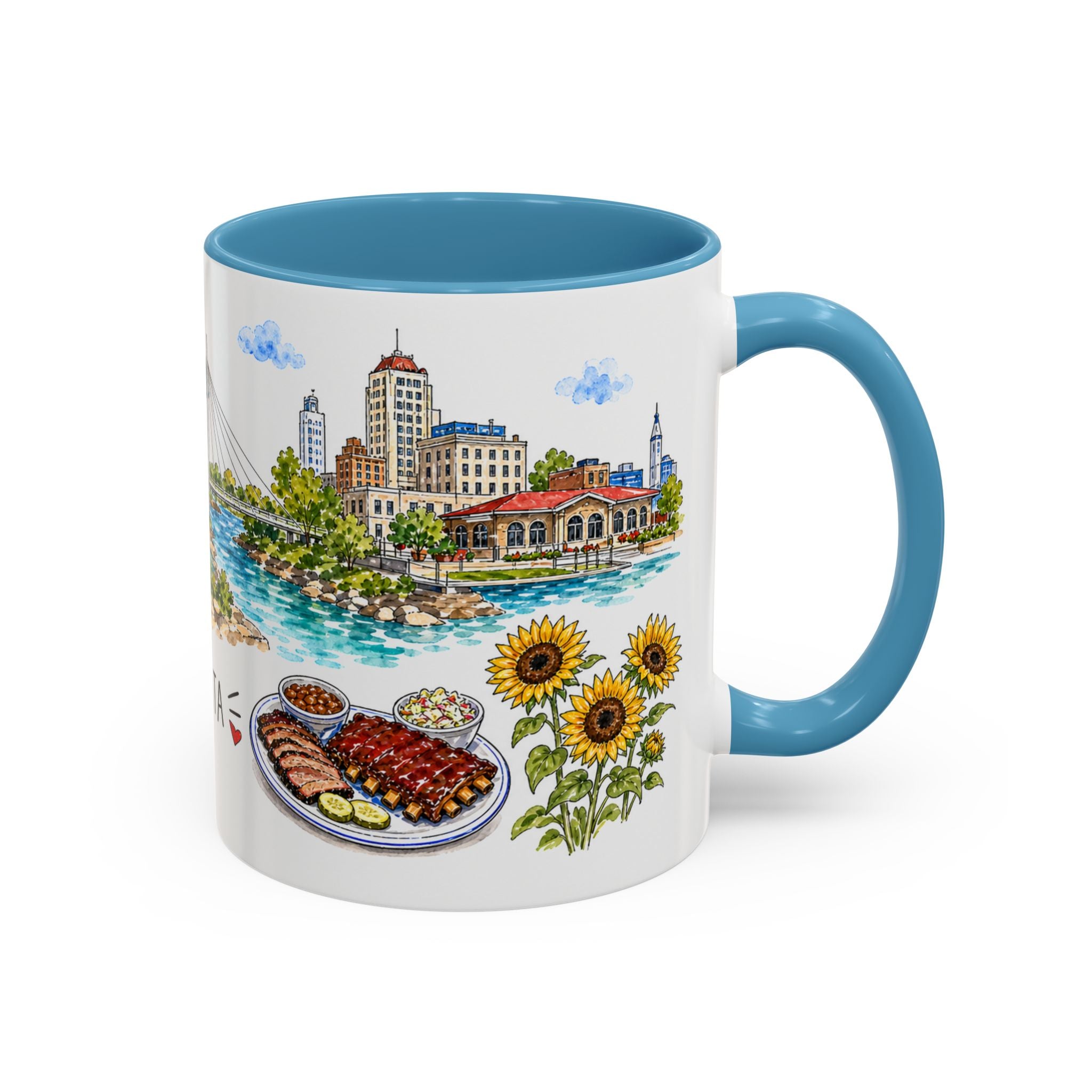 Wichita Illustrated Travel Mug | City Souvenir Accent Coffee Mug | 11oz 15oz Ceramic Cup