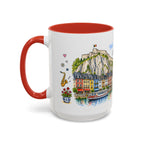 Dinant Illustrated Travel Mug | Belgium Souvenir Accent Coffee Mug | 11oz 15oz Ceramic Cup