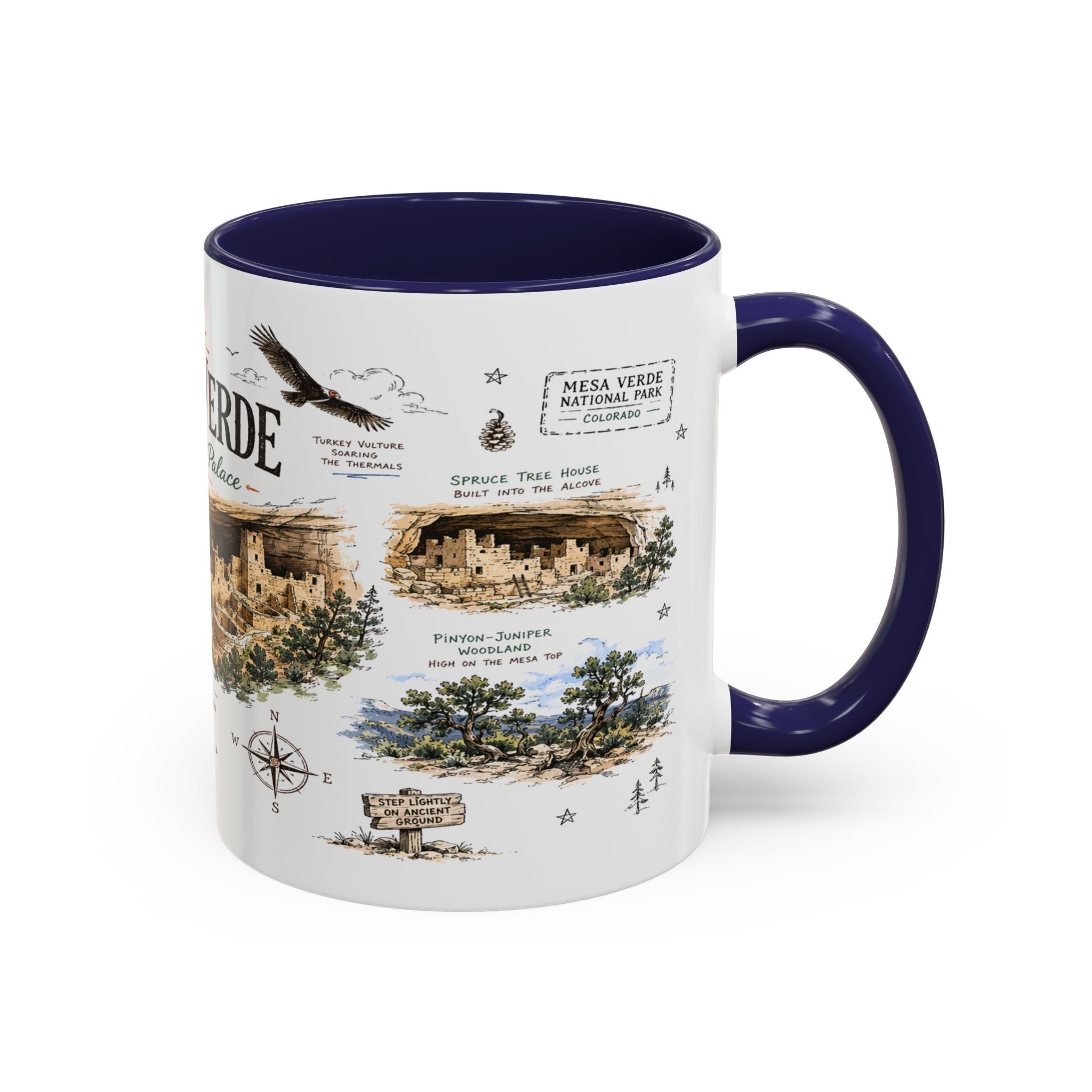 Mesa Verde National Park Coffee Mug | Colorado Ancient Cliff Dwellings Gift | Accent Color Ceramic 11oz 15oz