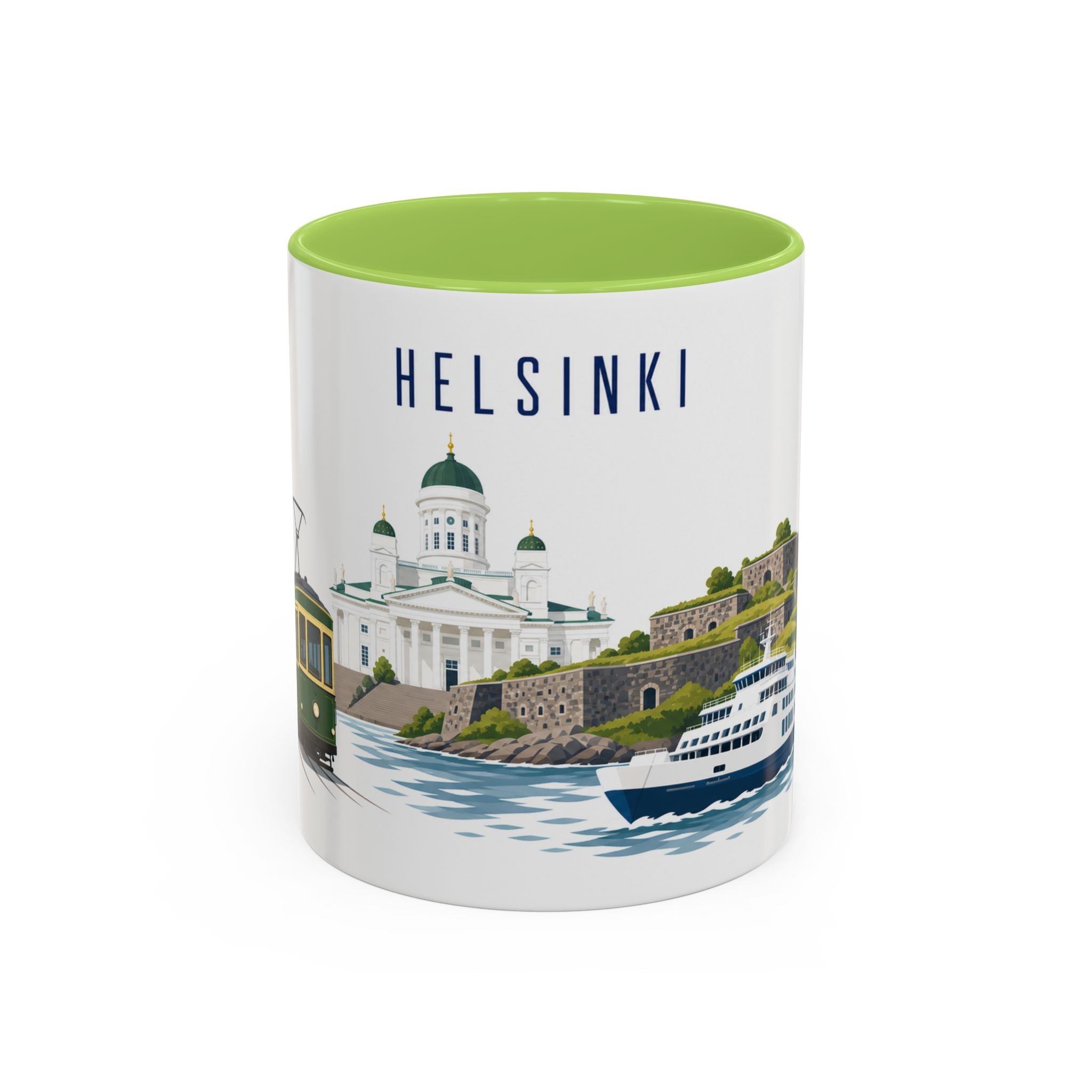 Helsinki Coffee Mug | Finland Travel Souvenir | Porcelain Decal City Gift | 11oz 15oz Accent Mug