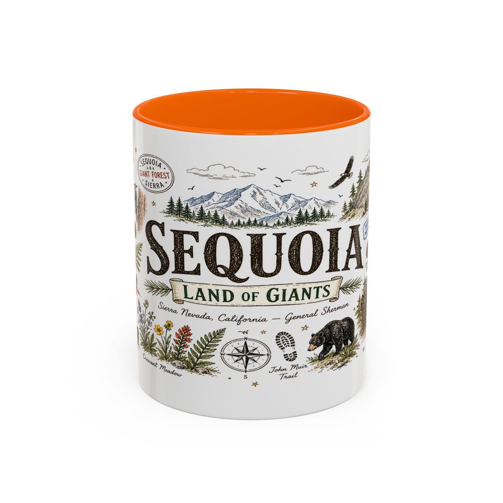 Sequoia Coffee Mug | National Park Hiking California Gift | Accent Color Ceramic 11oz 15oz