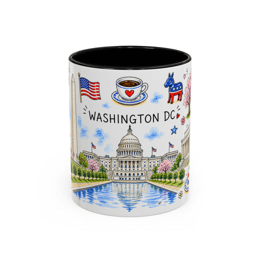 Washington DC Illustrated Travel Mug | City Souvenir Accent Coffee Mug | 11oz 15oz Ceramic Cup
