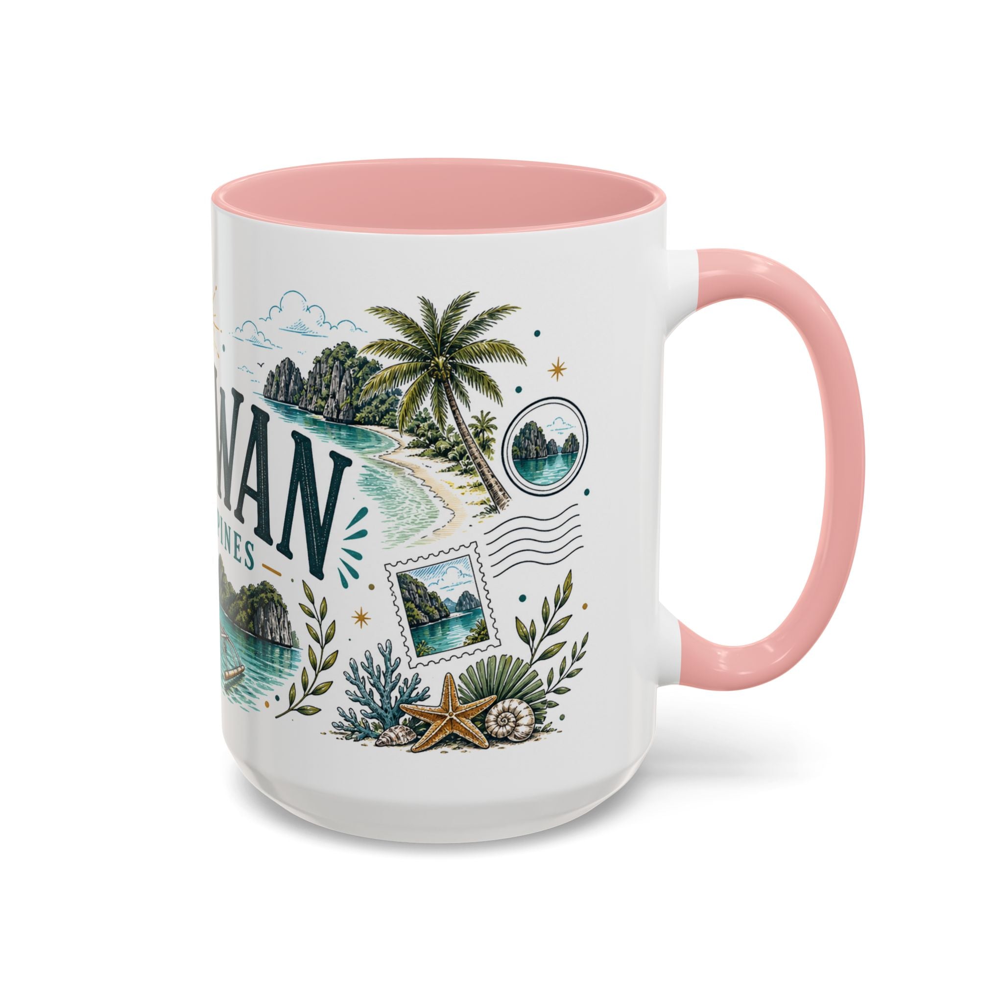 Palawan Coffee Mug | Travel Destination Souvenir Gift | Accent Color Ceramic 11oz 15oz