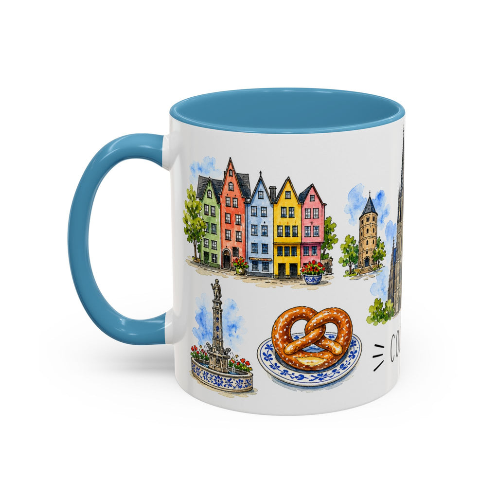 Cologne Illustrated Travel Mug | City Souvenir Accent Coffee Mug | 11oz 15oz Ceramic Cup