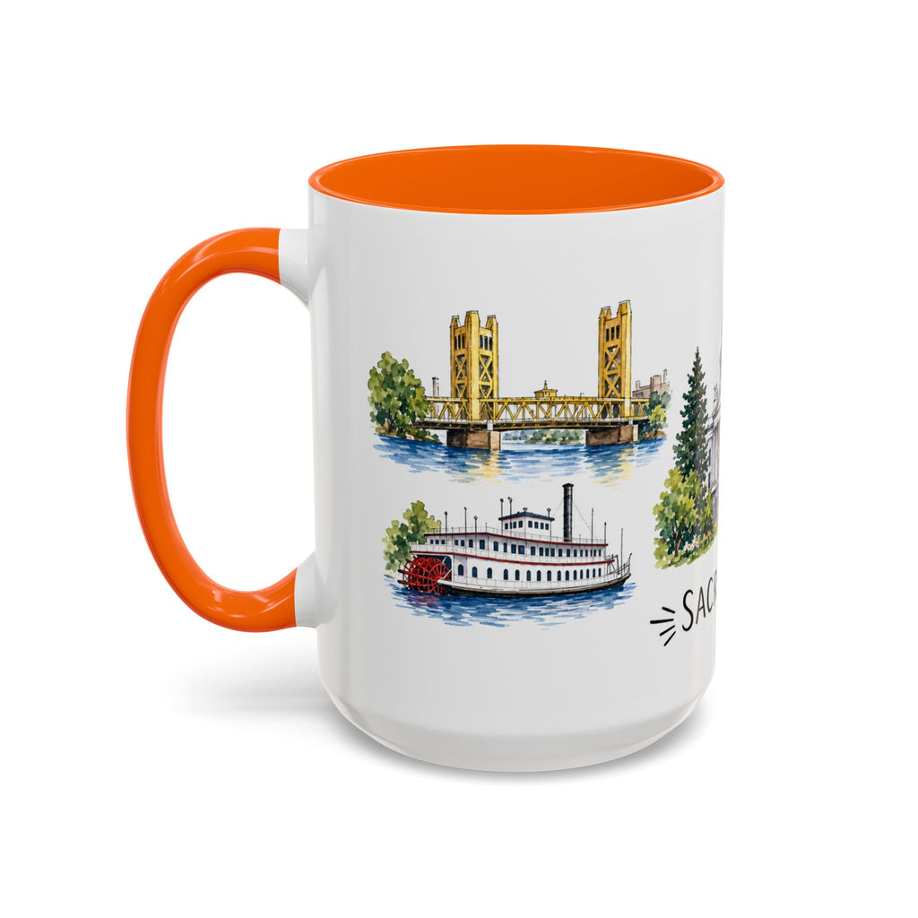 Sacramento Illustrated Travel Mug | City Souvenir Accent Coffee Mug | 11oz 15oz Ceramic Cup
