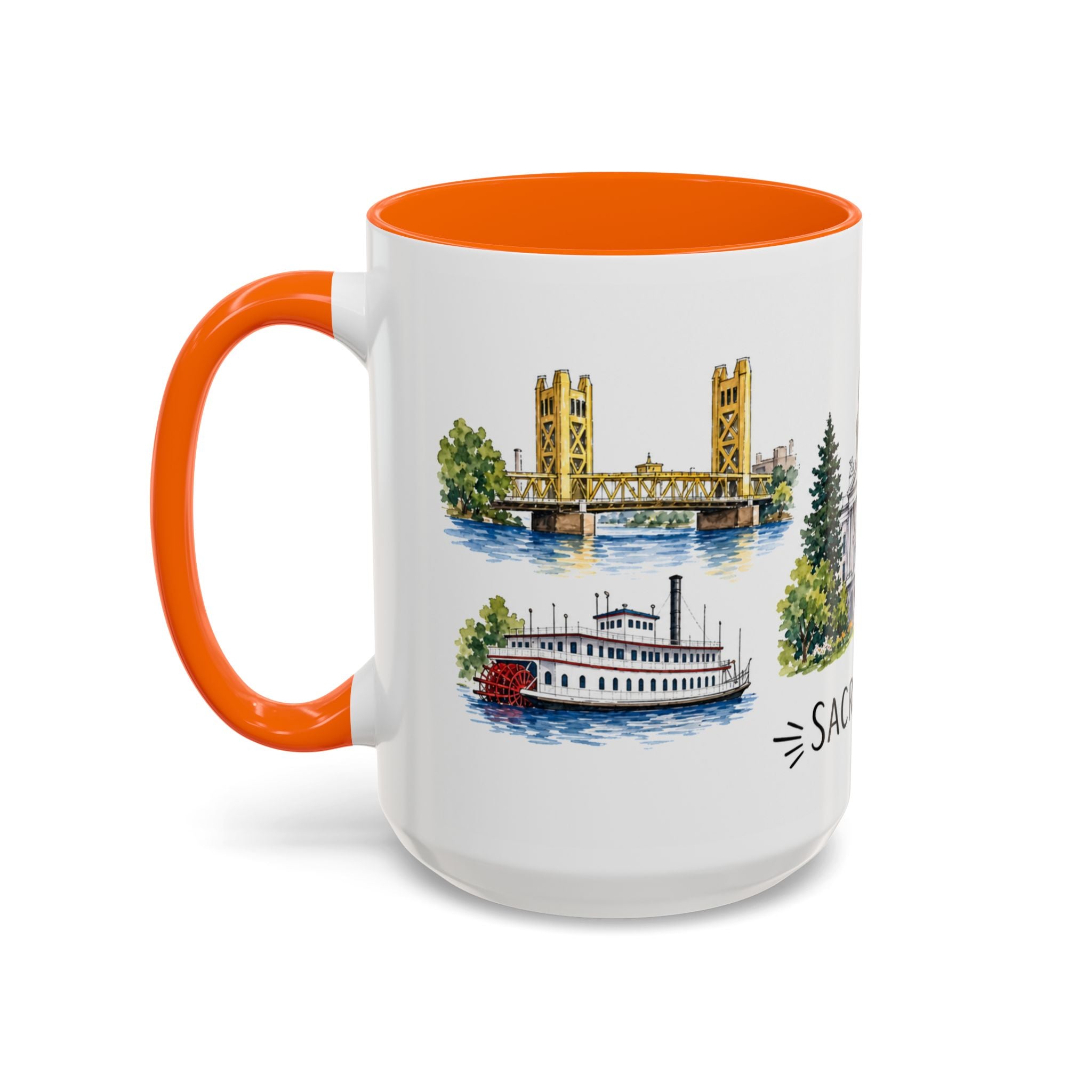 Sacramento Illustrated Travel Mug | City Souvenir Accent Coffee Mug | 11oz 15oz Ceramic Cup
