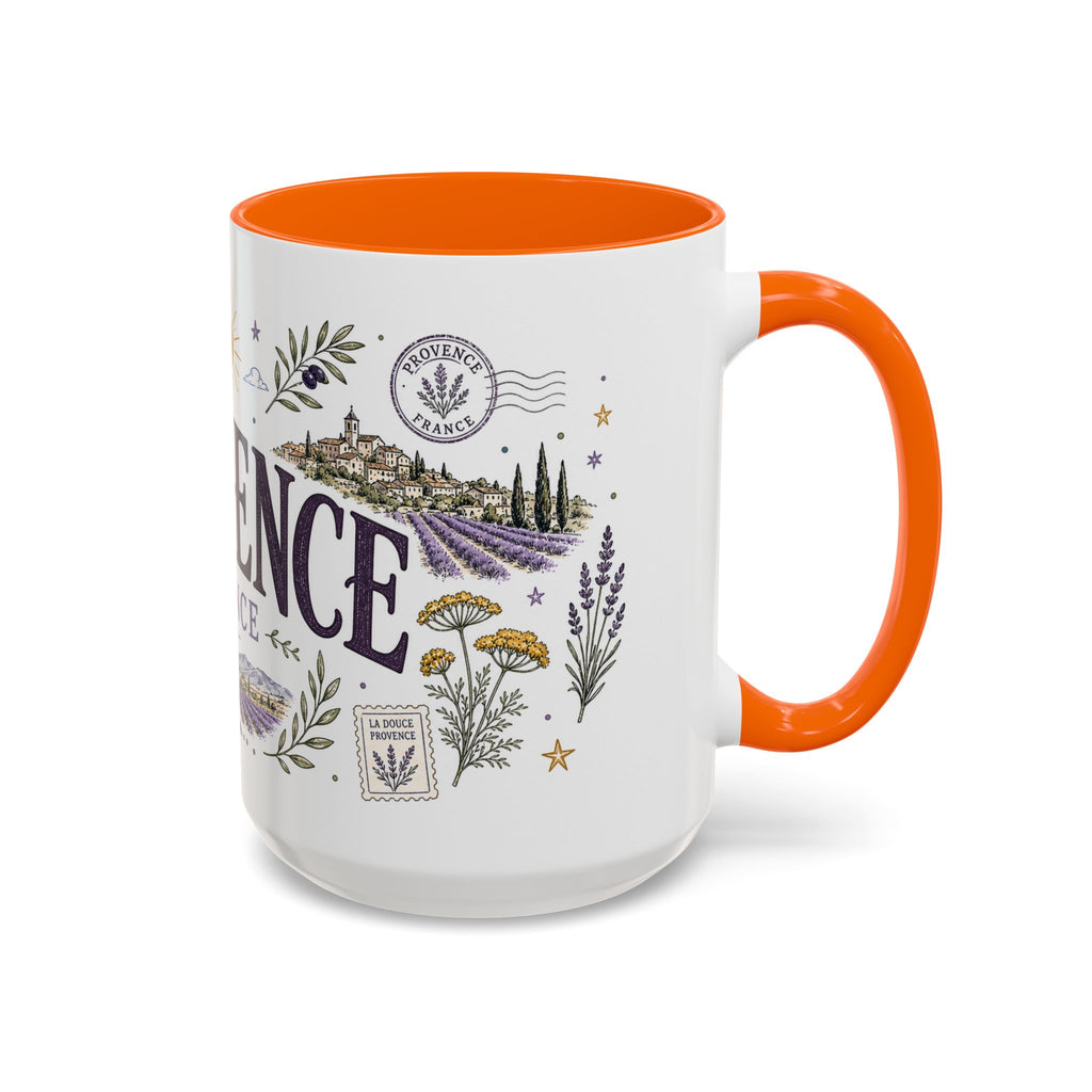 Provence Coffee Mug | Travel Destination Souvenir Gift | Accent Color Ceramic 11oz 15oz
