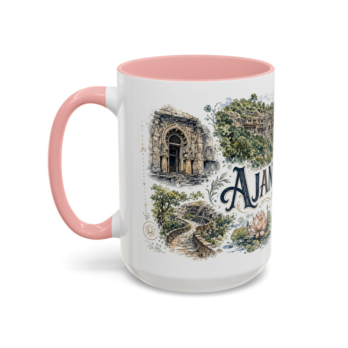 Ajanta Caves Mug, India Travel Souvenir, Bucket List Gift, Accent Ceramic Coffee Mug 11oz 15oz
