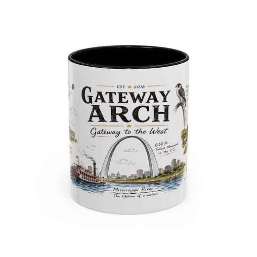 Gateway Arch National Park Coffee Mug | Missouri St. Louis Landmark Gift | Accent Color Ceramic 11oz 15oz