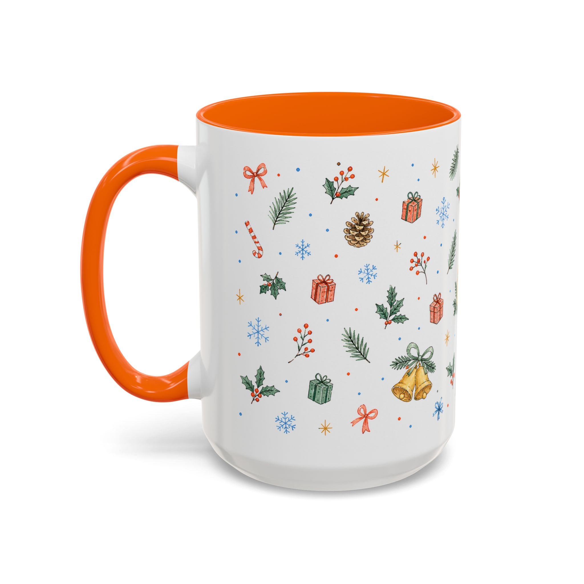 Christmas Candle Mug | Holly Wreath Watercolor Holiday Gift | Accent Cup 11oz 15oz