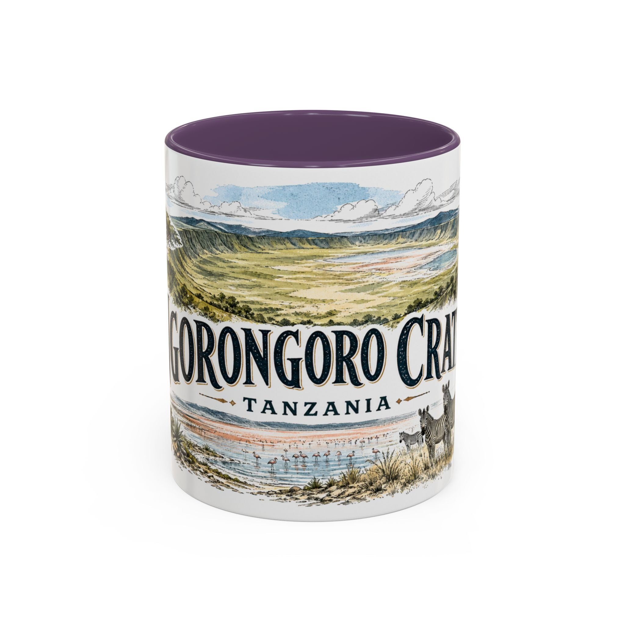 Ngorongoro Crater Mug, Tanzania Travel Souvenir, Bucket List Gift, Accent Ceramic Coffee Mug 11oz 15oz