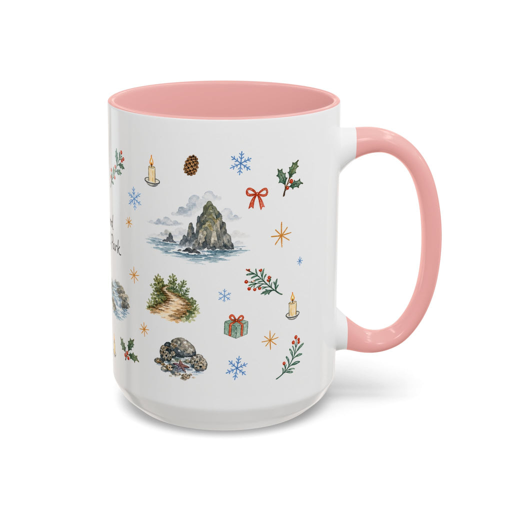Redwood National Park Christmas Mug | Watercolor Travel Souvenir | Holiday Gift | Accent Ceramic Coffee Cup 11oz 15oz