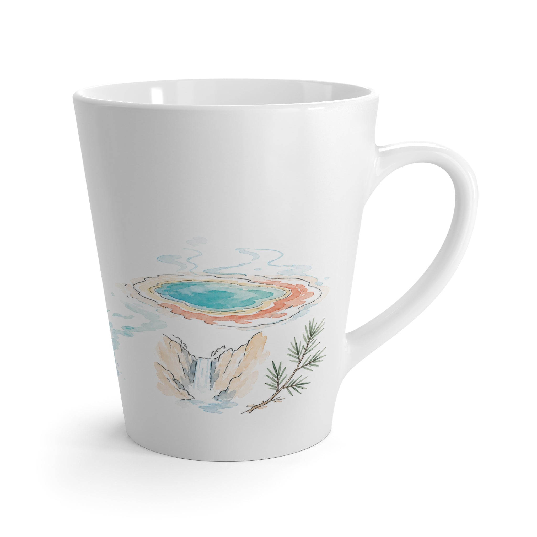 Yellowstone National Park Latte Mug | Pastel Watercolor Nature Coffee Cup | 12 oz Travel Souvenir Gift