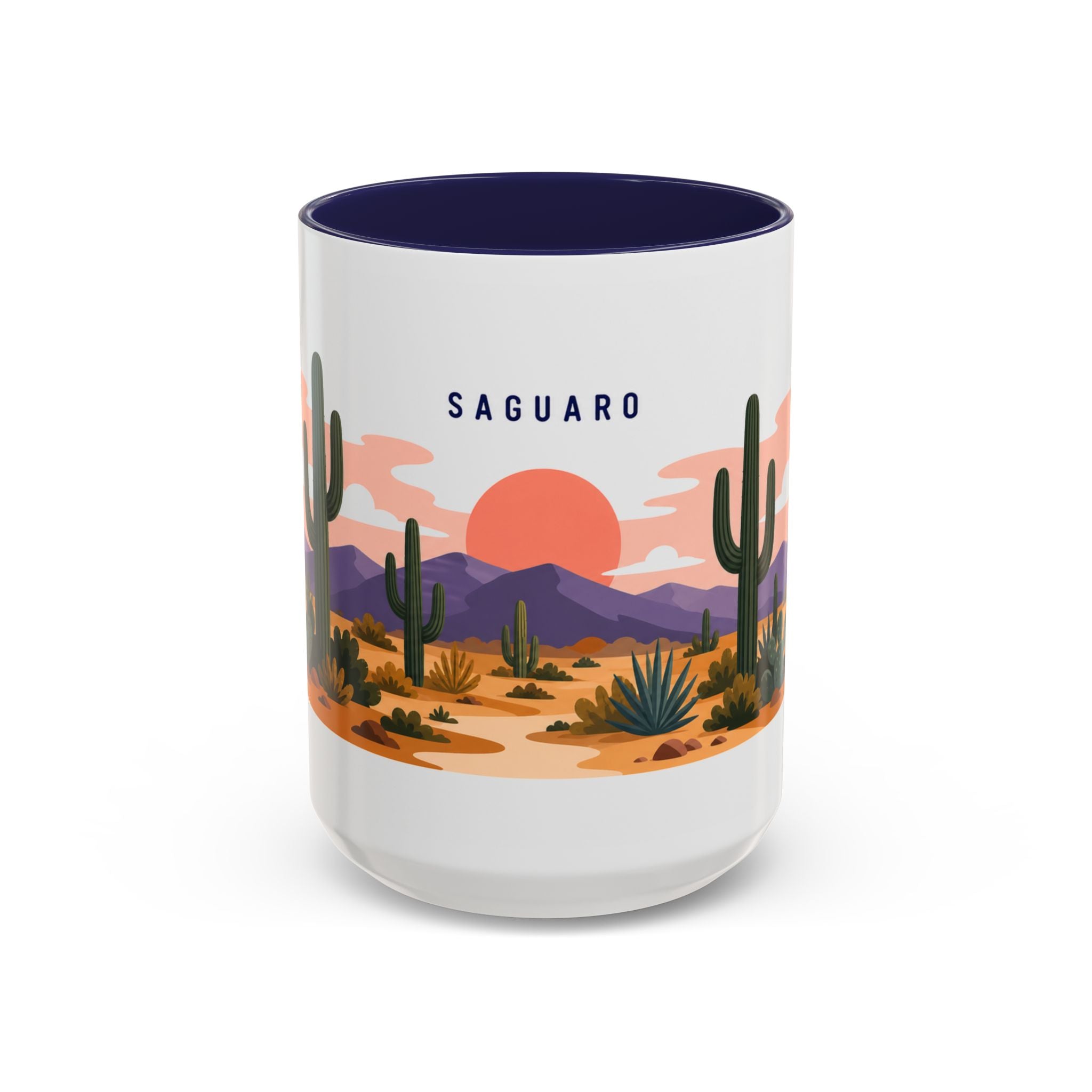 Saguaro National Park Coffee Mug | Solid Color Block Park Souvenir | 11oz 15oz Accent Mug
