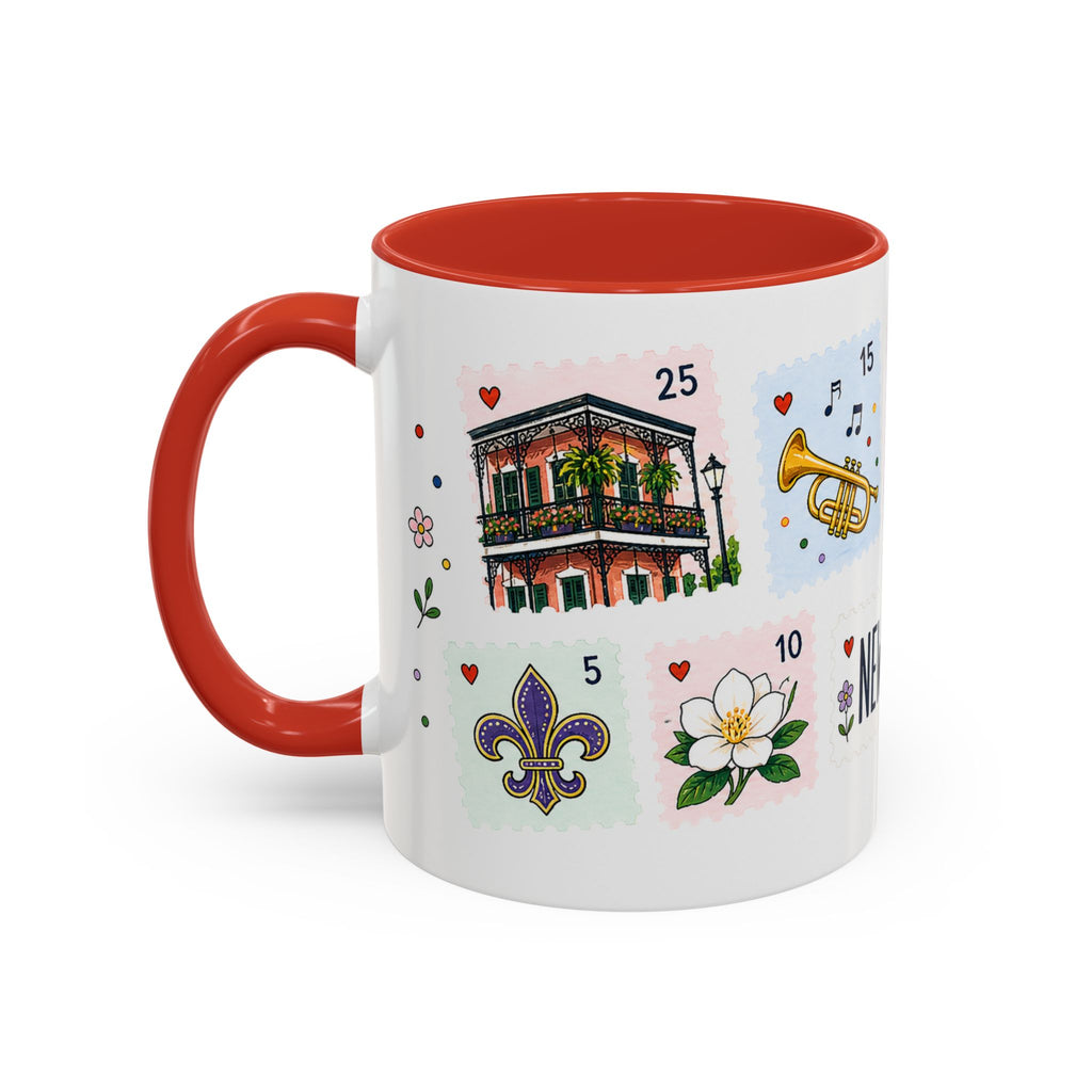 New Orleans Coffee Mug | Postage Stamp Collage Mug | Travel Souvenir Accent Cup 11oz 15oz