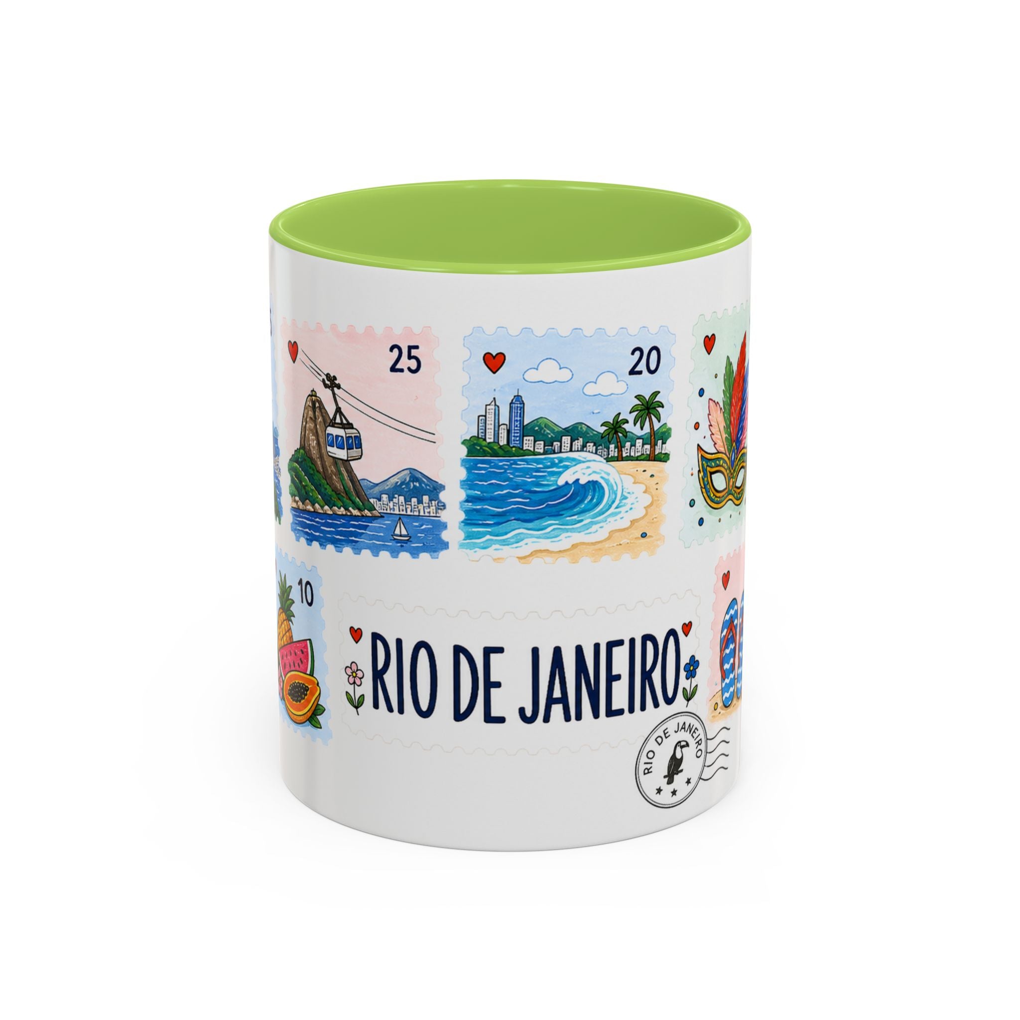 Rio de Janeiro Coffee Mug | Postage Stamp Collage Mug | Travel Souvenir Accent Cup 11oz 15oz