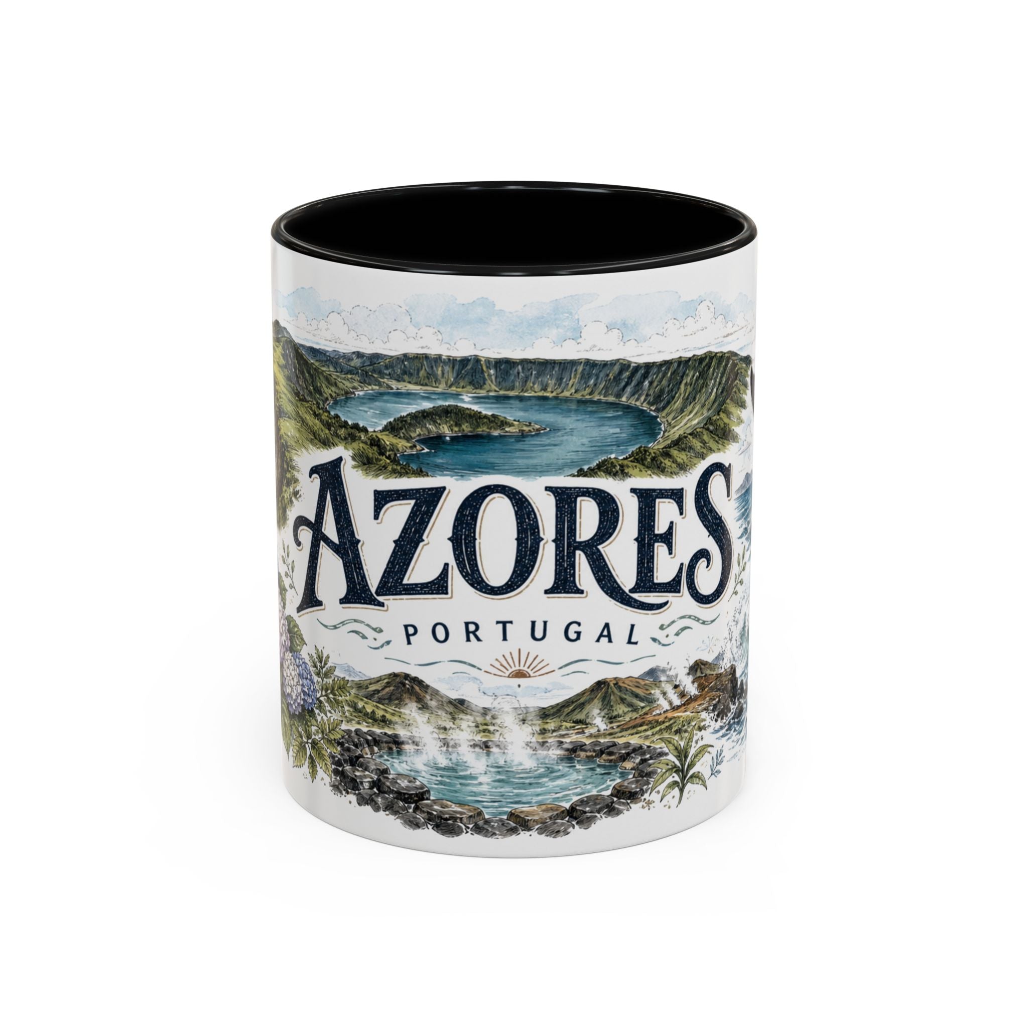 Azores Mug, Portugal Travel Souvenir, Bucket List Gift, Accent Ceramic Coffee Mug 11oz 15oz