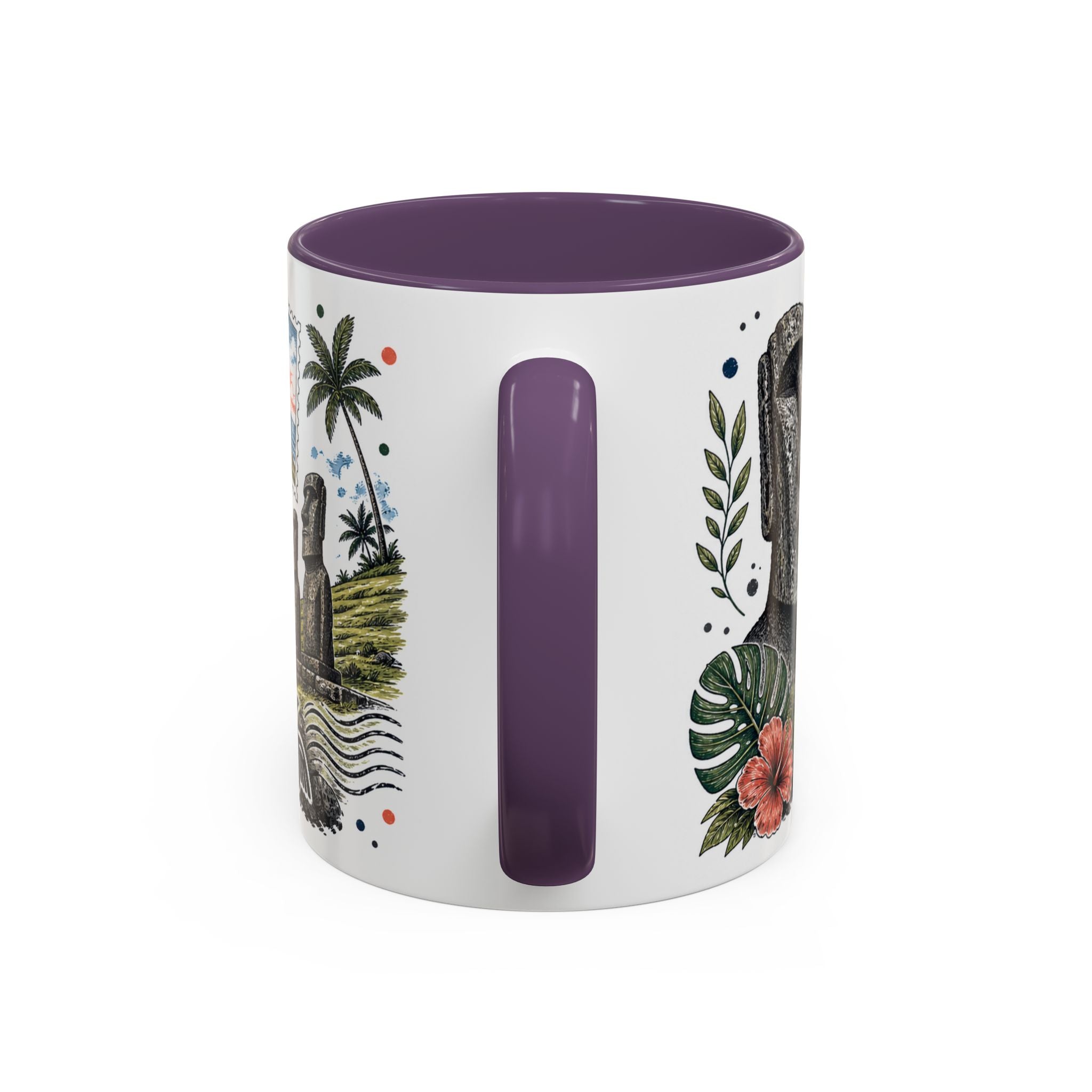 Easter Island Coffee Mug | Travel Destination Souvenir Gift | Accent Color Ceramic 11oz 15oz