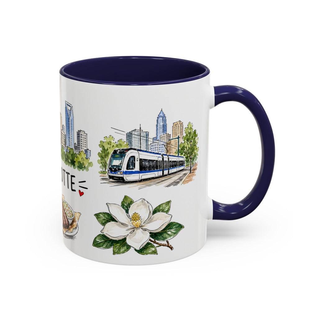 Charlotte Illustrated Travel Mug | City Souvenir Accent Coffee Mug | 11oz 15oz Ceramic Cup