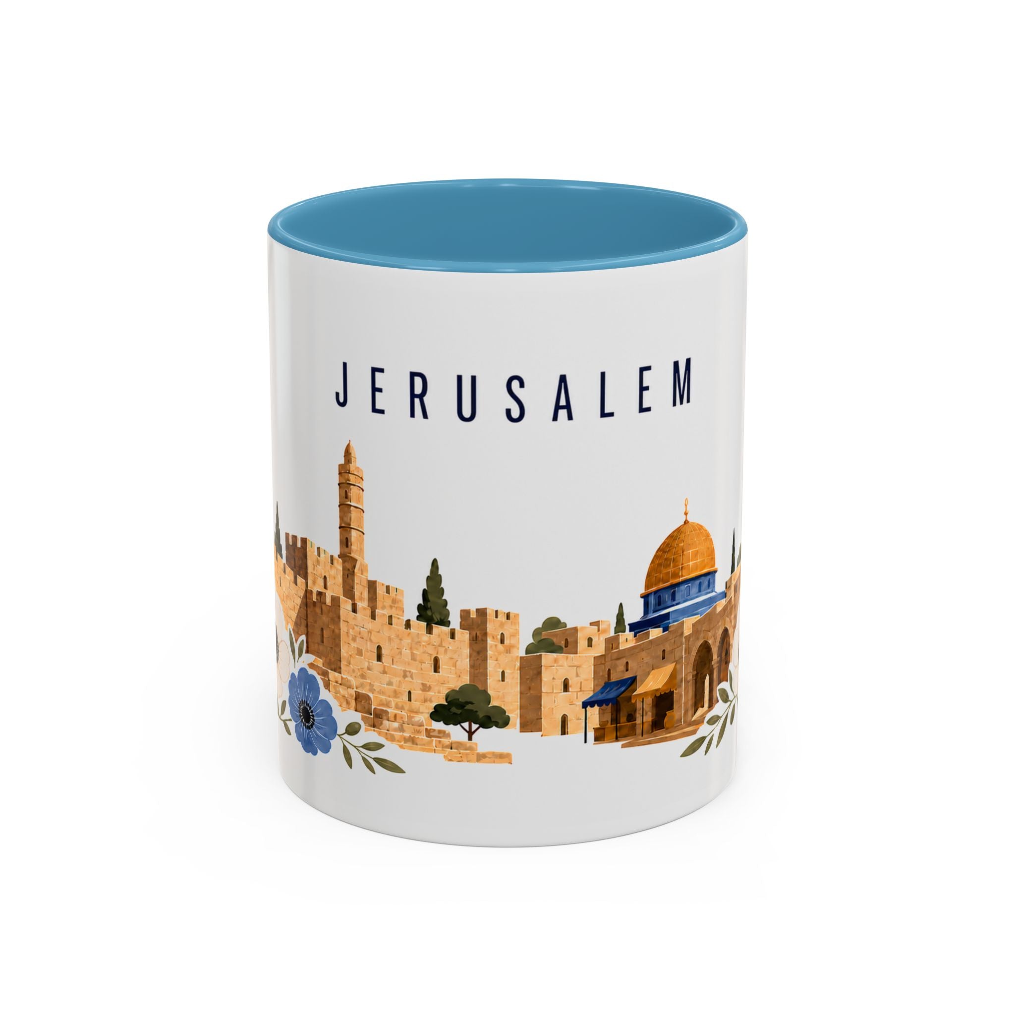 Jerusalem Coffee Mug | Israel Travel Souvenir | Porcelain Decal City Gift | 11oz 15oz Accent Mug