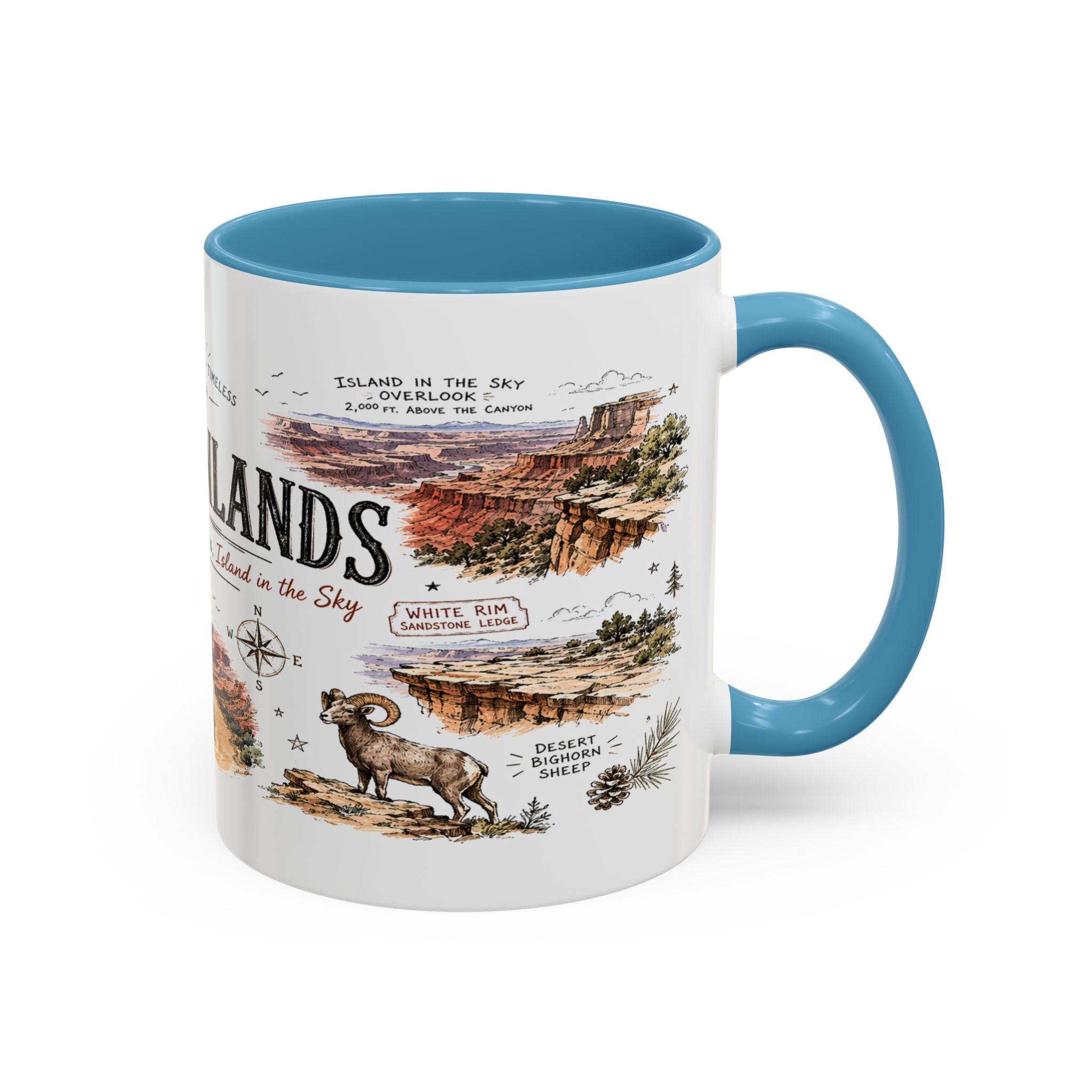 Canyonlands National Park Coffee Mug | Utah Red Rock Desert River Gift | Accent Color Ceramic 11oz 15oz