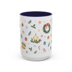 Christmas Candle Mug | Holly Wreath Watercolor Holiday Gift | Accent Cup 11oz 15oz