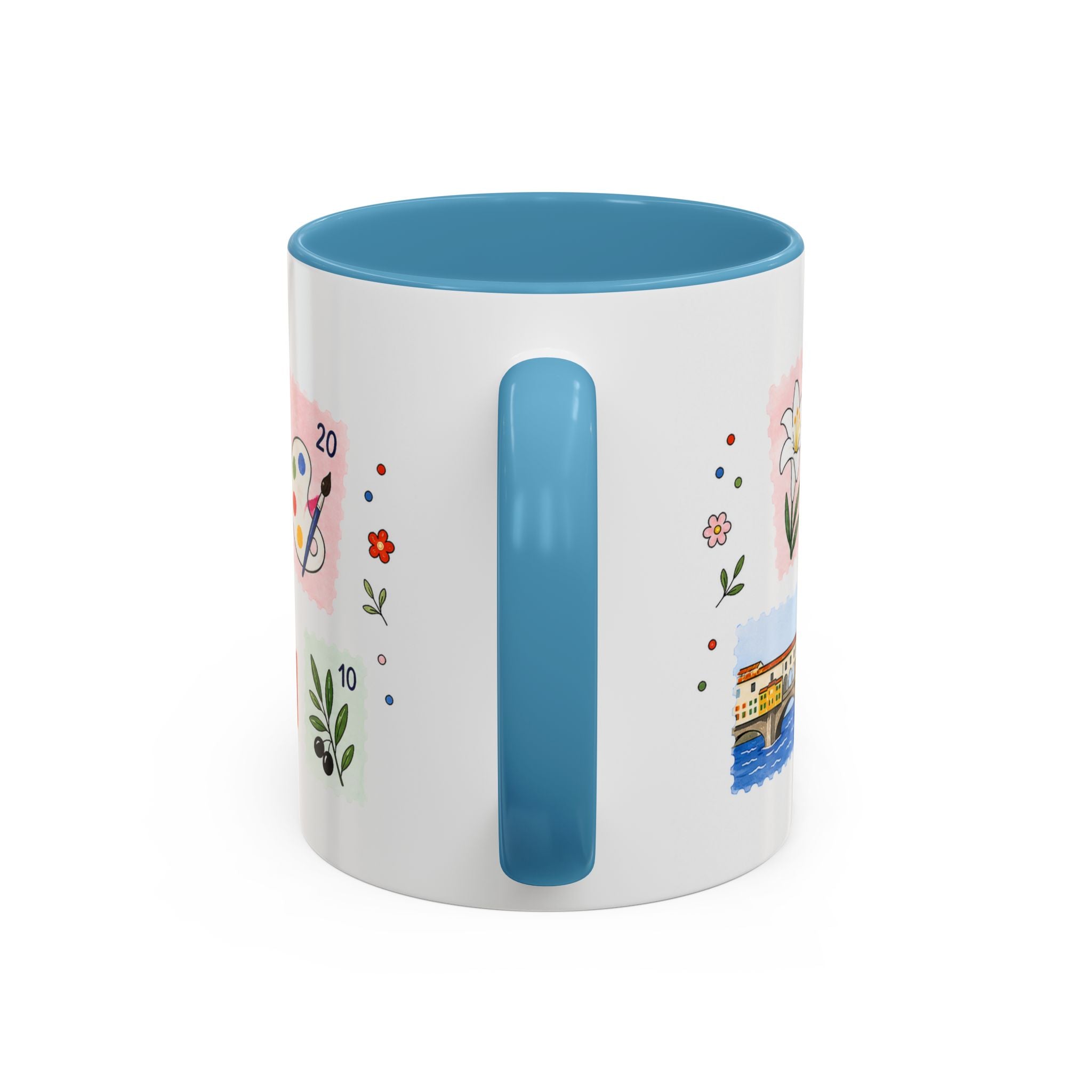 Florence Coffee Mug | Postage Stamp Collage Mug | Travel Souvenir Accent Cup 11oz 15oz