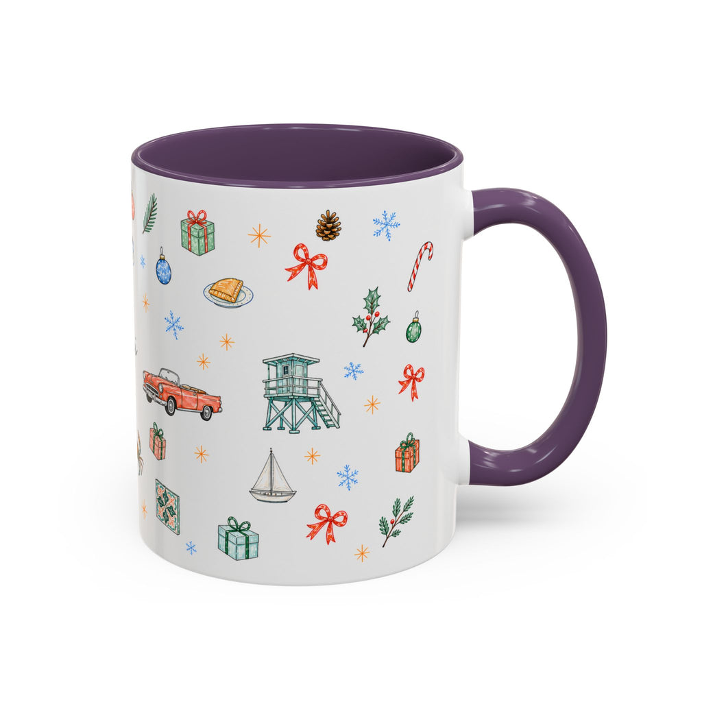 Miami Christmas Mug | Watercolor Art Deco City Souvenir (11oz/15oz)