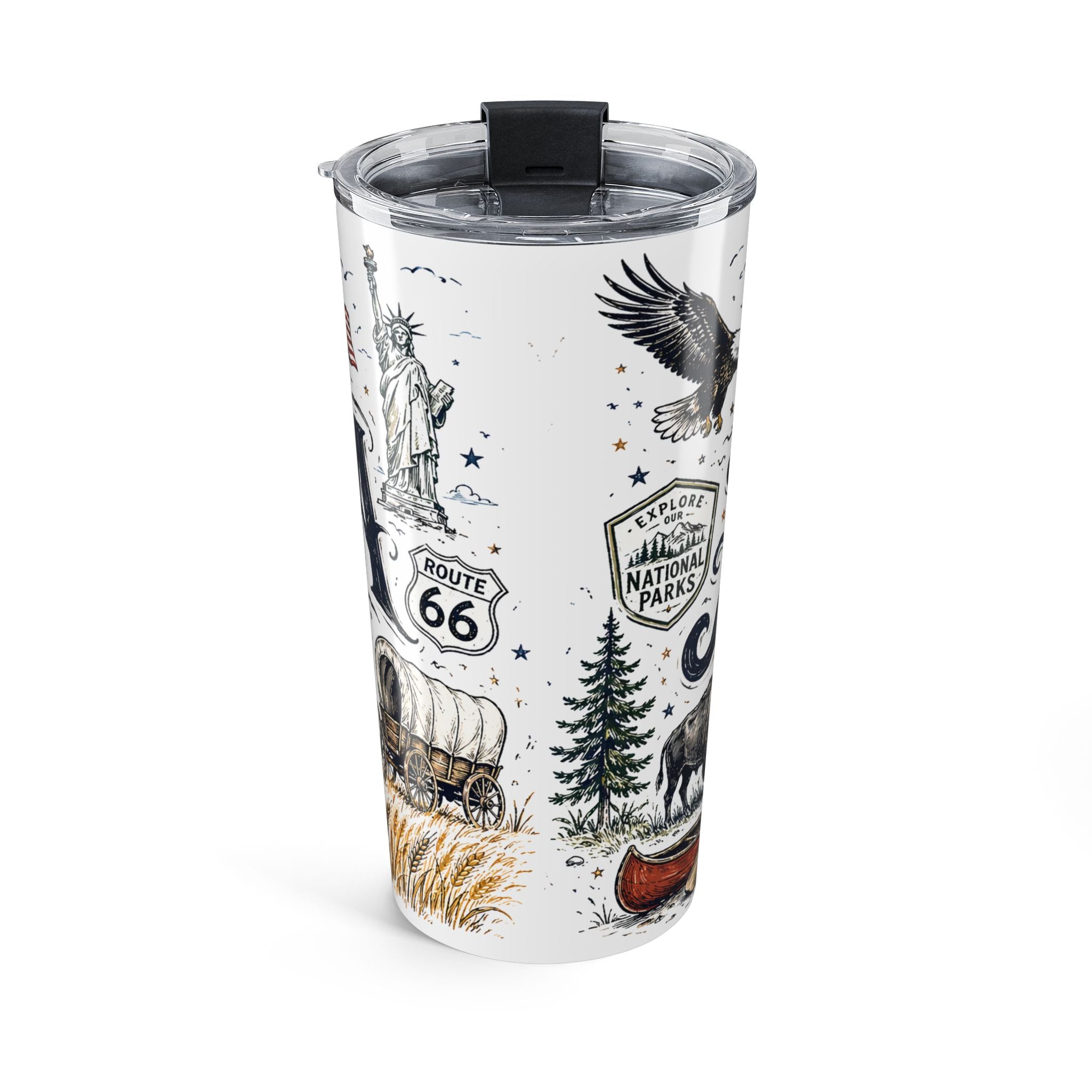 America the Beautiful 20oz Tumbler | Patriotic USA Gift | Insulated Stainless Steel Travel Cup