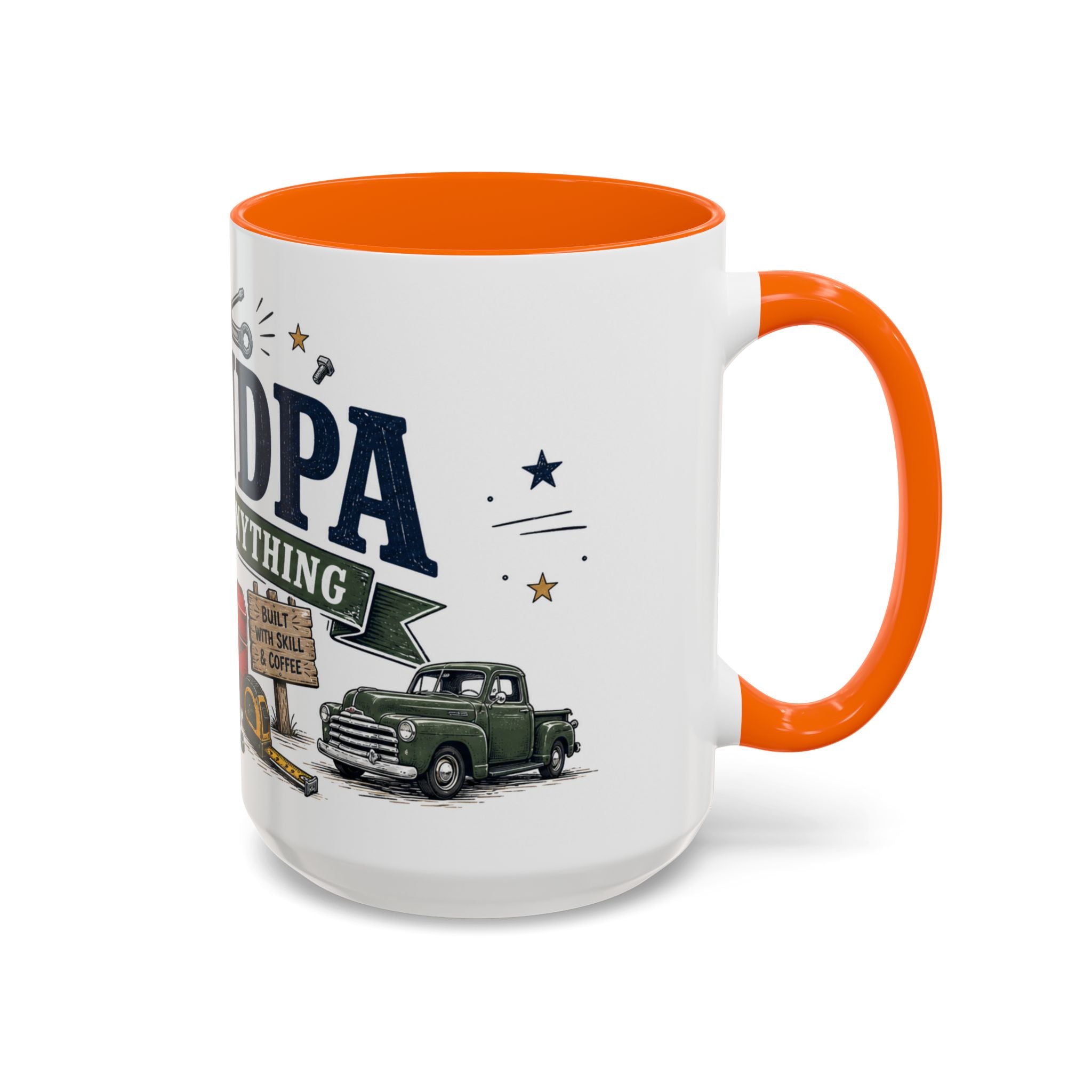 Grandpa Can Fix Anything Coffee Mug | Funny Gift From Grandkids | Accent Ceramic 11oz 15oz