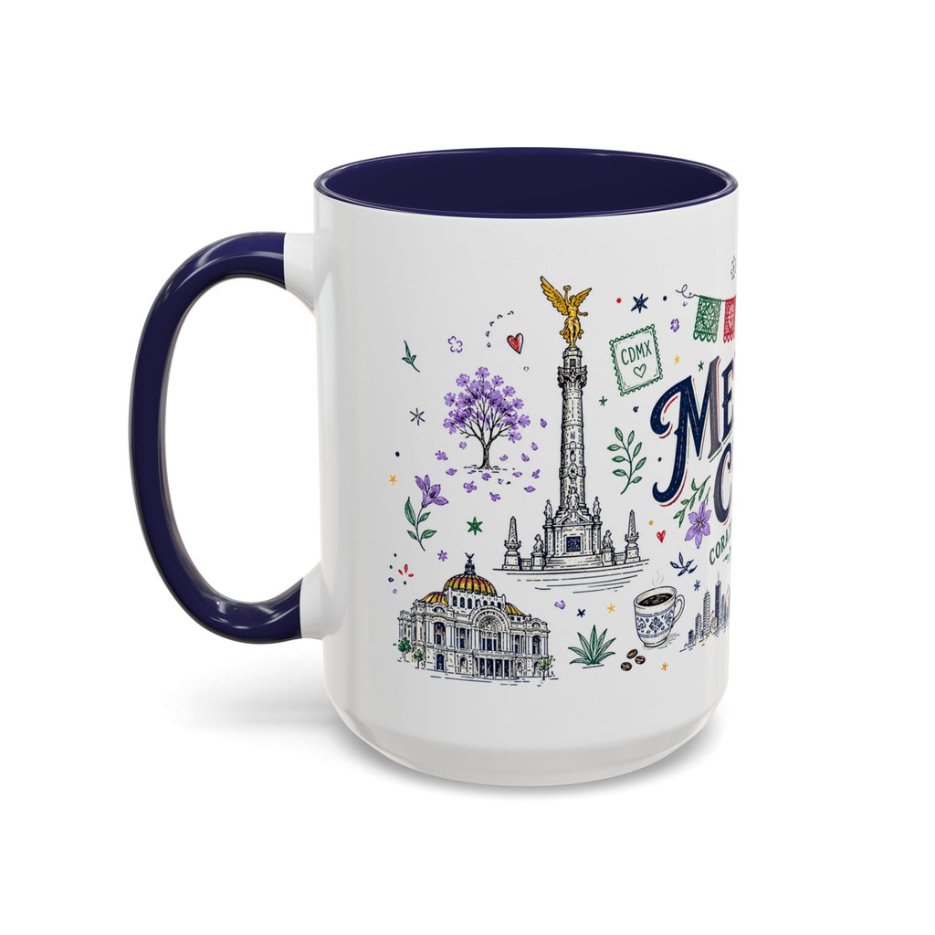 Mexico City Coffee Mug | Mexico Souvenir Travel Gift | Accent Color Ceramic 11oz 15oz