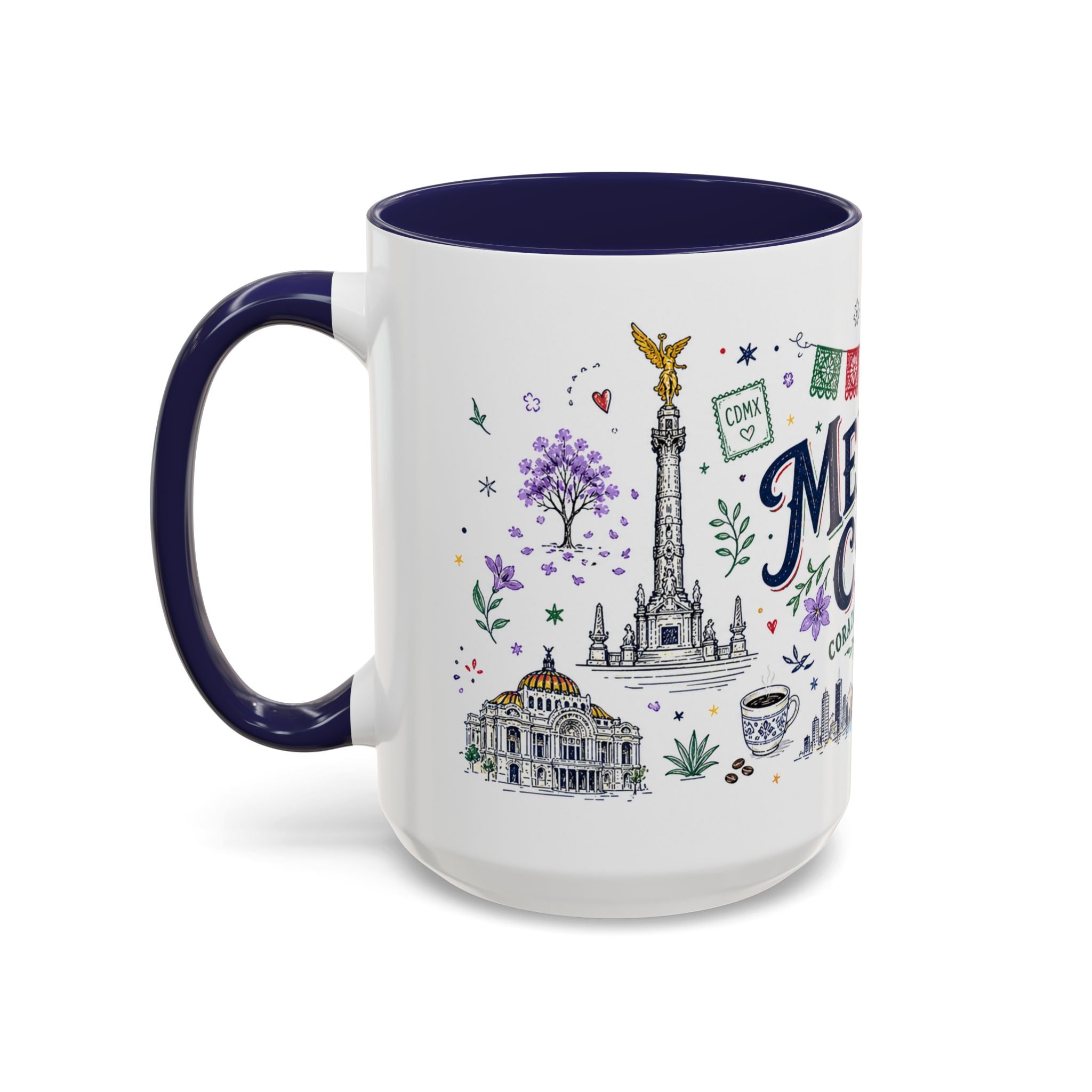 Mexico City Coffee Mug | Mexico Souvenir Travel Gift | Accent Color Ceramic 11oz 15oz