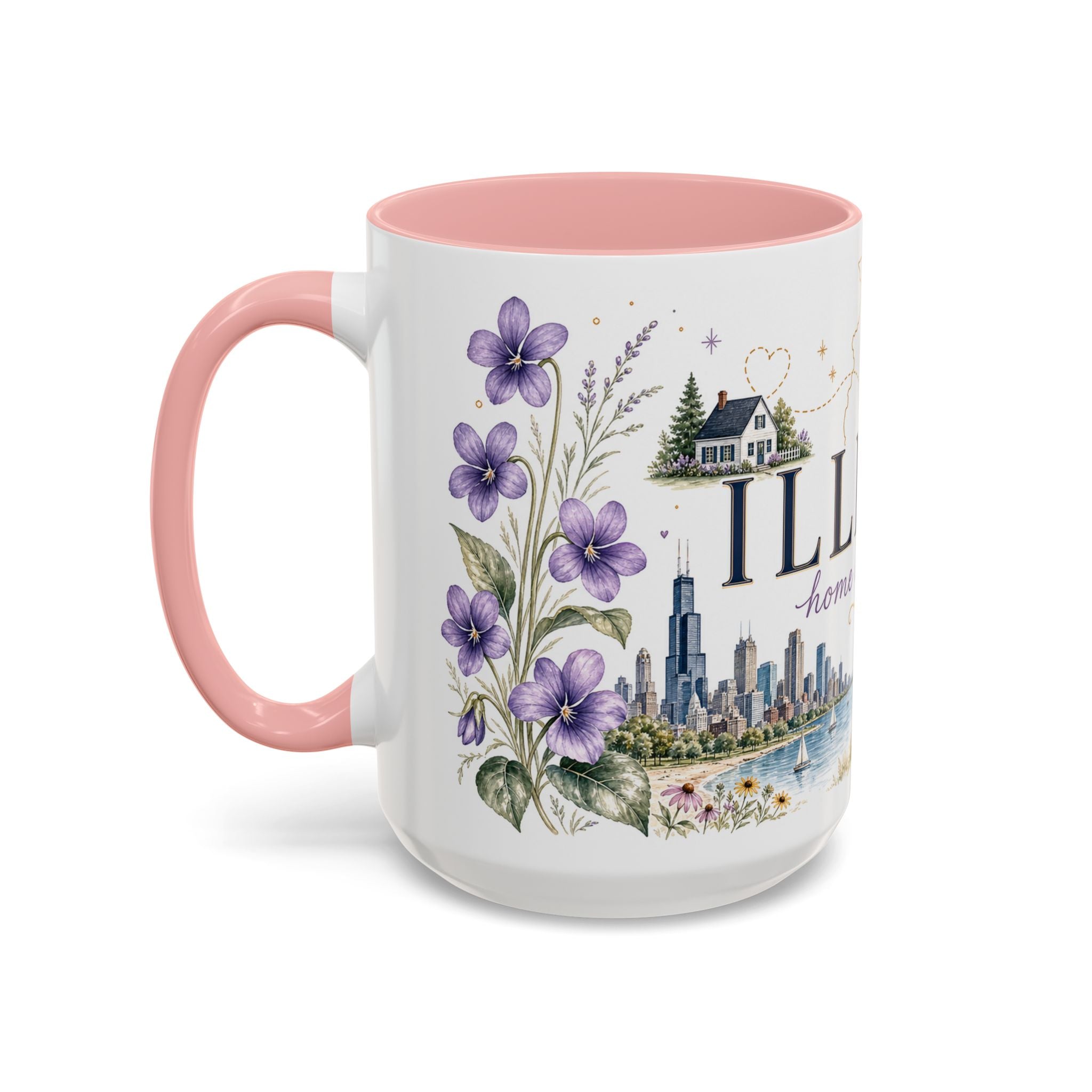 Illinois State Map Mug | Botanical Travel Sketch, Moving Away Gift (11oz 15oz)