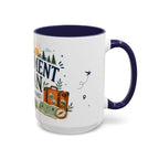 Retirement Plan Coffee And Adventures Mug | Travel Retirement Gift | Accent Color Ceramic 11oz 15oz