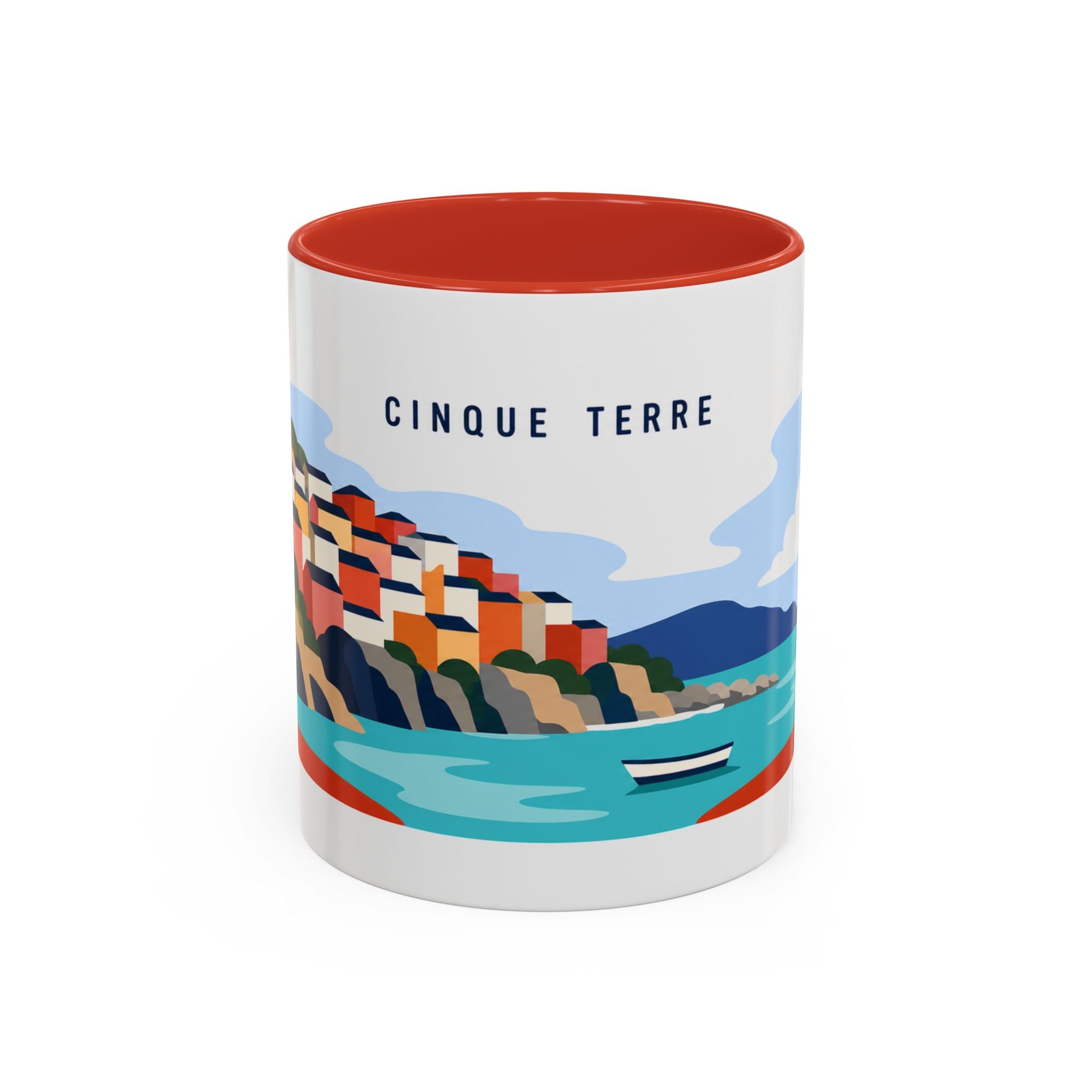 Cinque Terre Coffee Mug | Travel Destination Souvenir Gift | Accent Color Ceramic 11oz 15oz