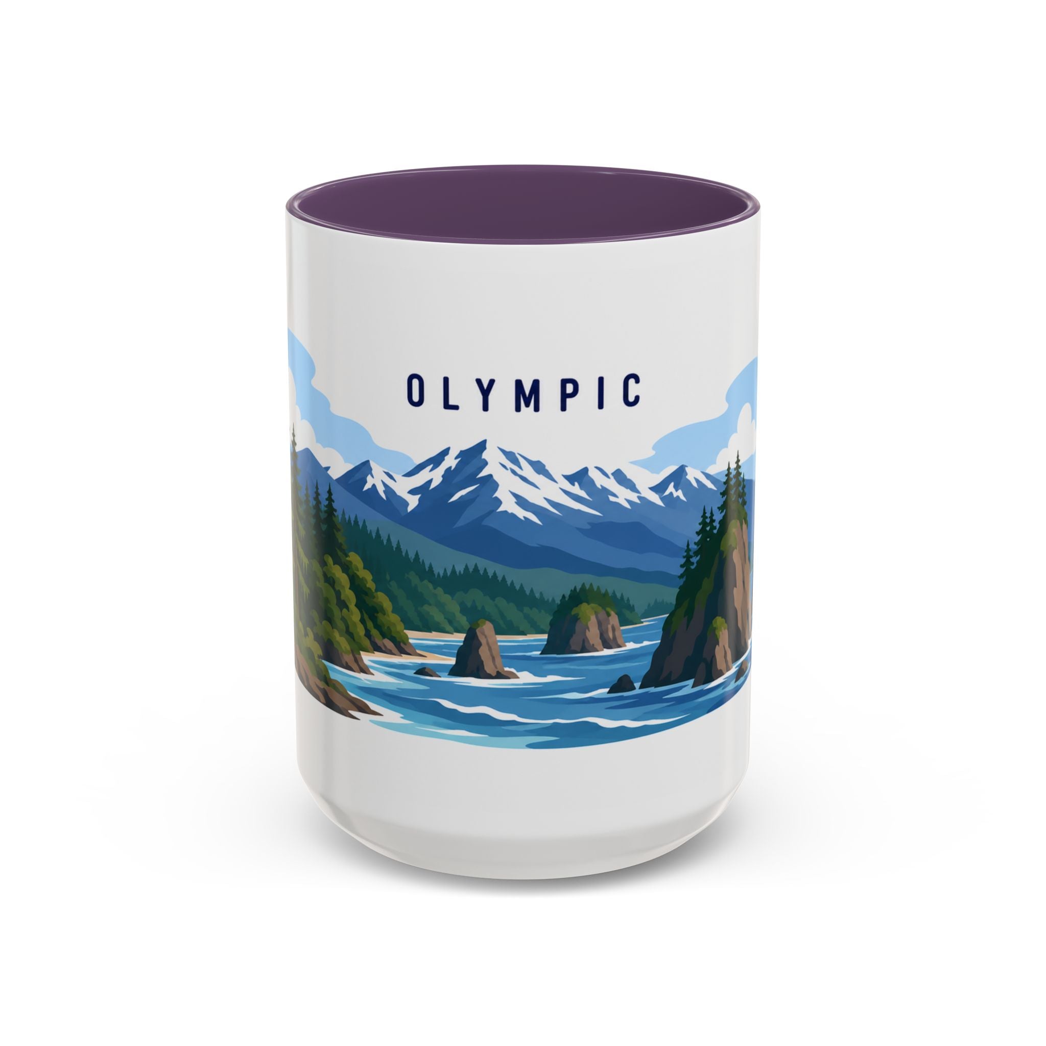 Olympic National Park Coffee Mug | Solid Color Block Park Souvenir | 11oz 15oz Accent Mug