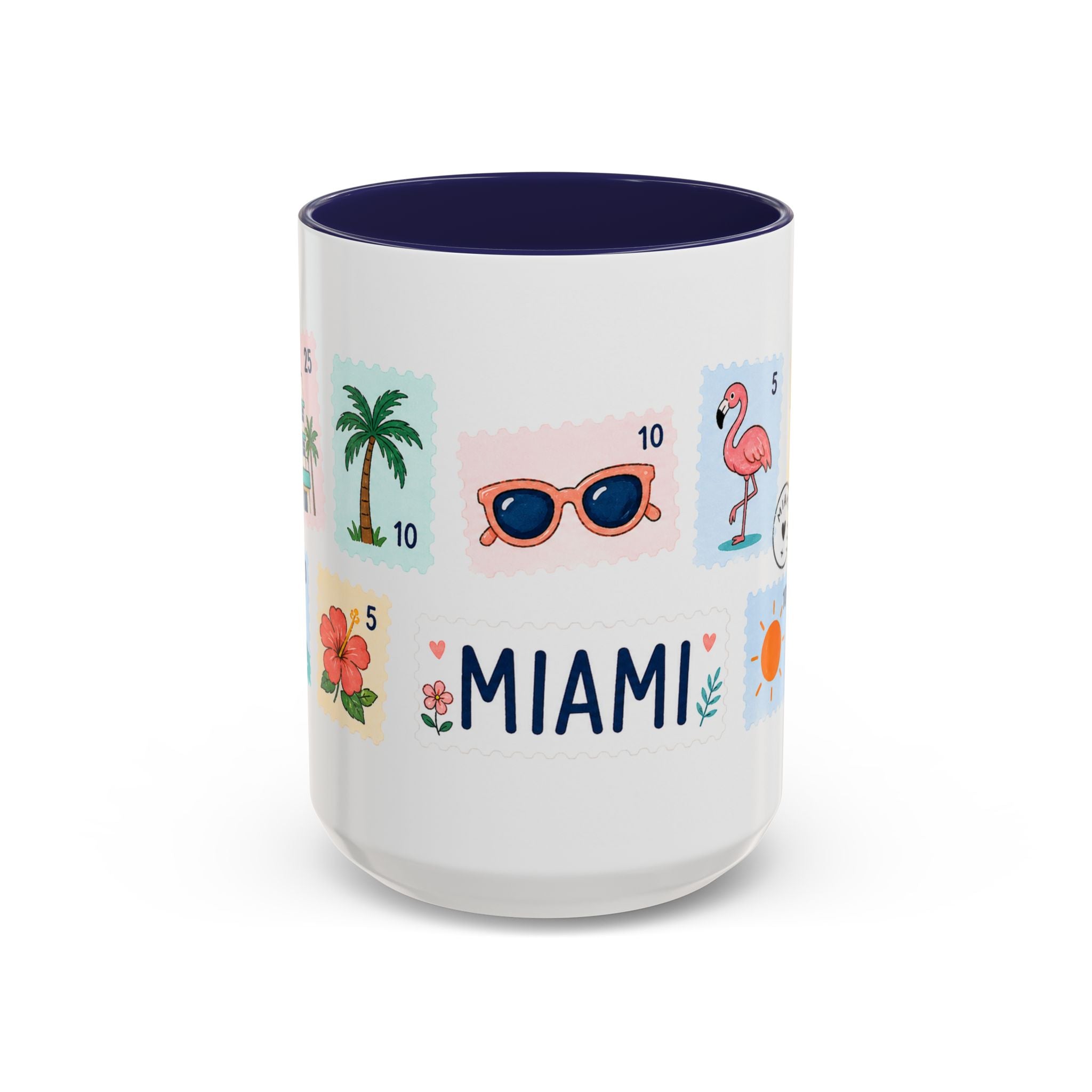 Miami Coffee Mug | Postage Stamp Collage Mug | Travel Souvenir Accent Cup 11oz 15oz