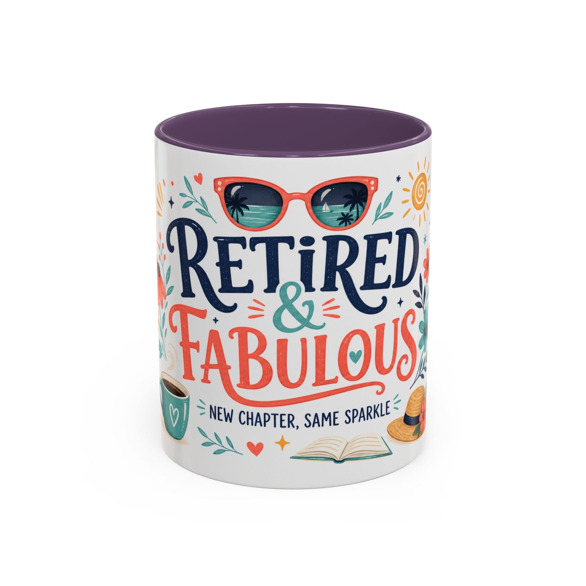 Retired And Fabulous Coffee Mug | Retirement Gift For Women Men | Accent Color Ceramic 11oz 15oz