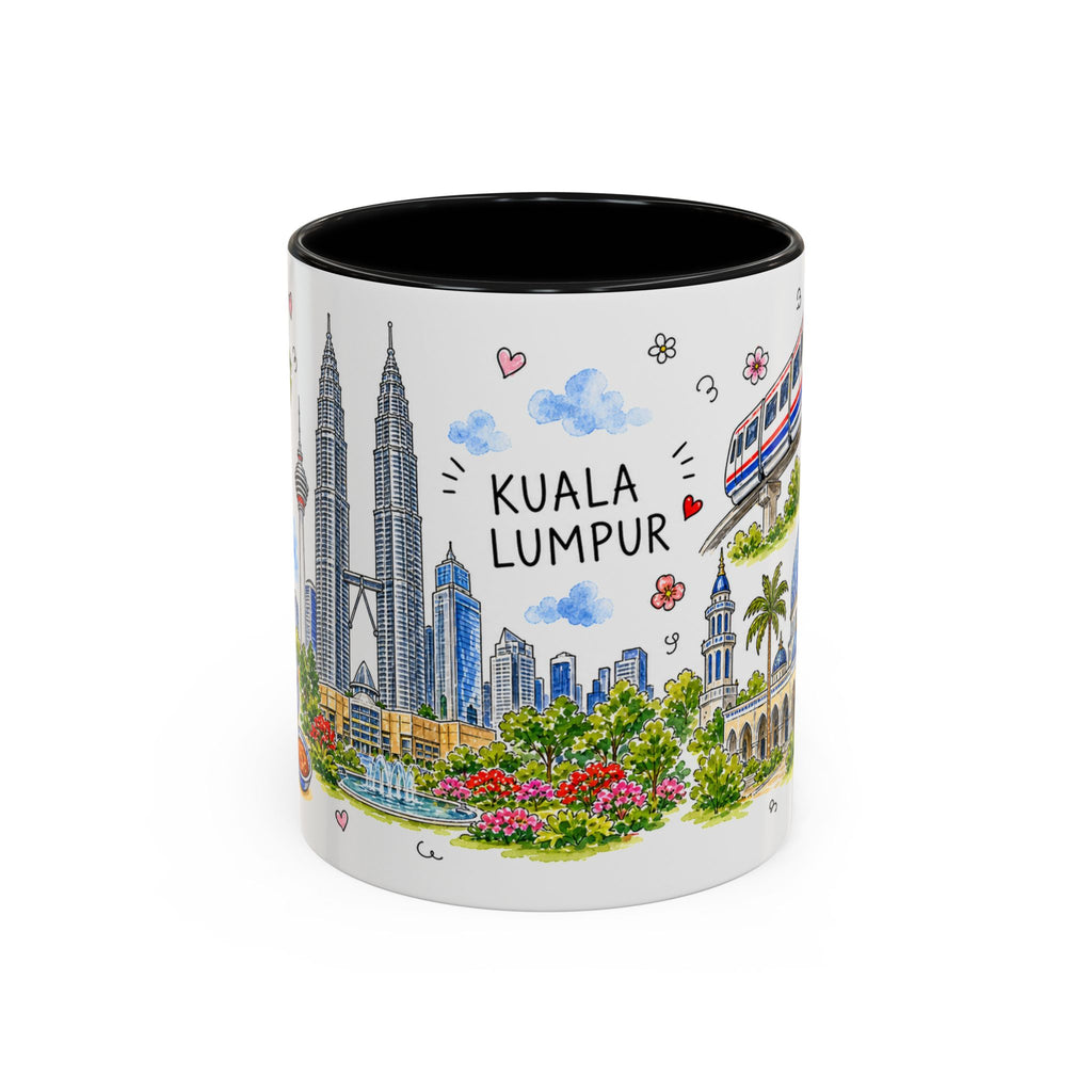 Kuala Lumpur Illustrated Travel Mug | City Souvenir Accent Coffee Mug | 11oz 15oz Ceramic Cup
