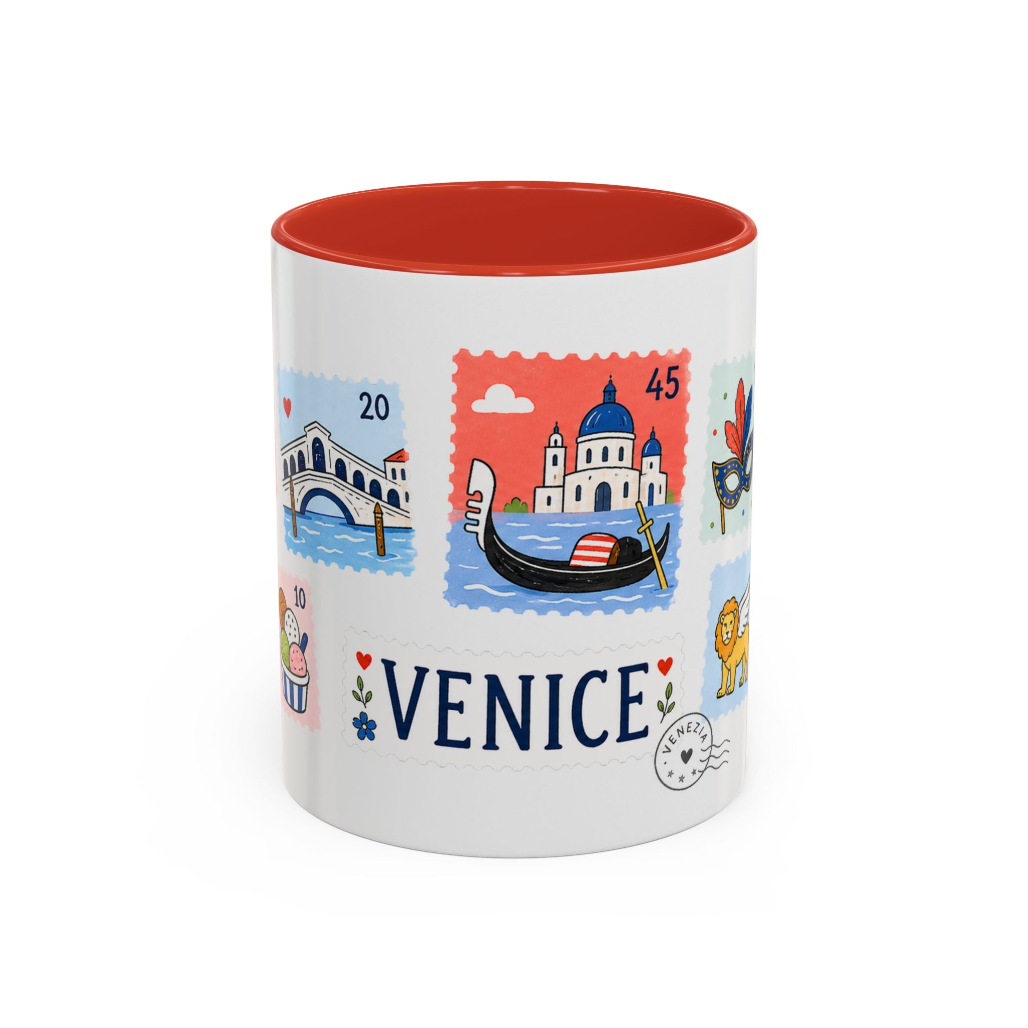 Venice Coffee Mug | Postage Stamp Collage Mug | Travel Souvenir Accent Cup 11oz 15oz