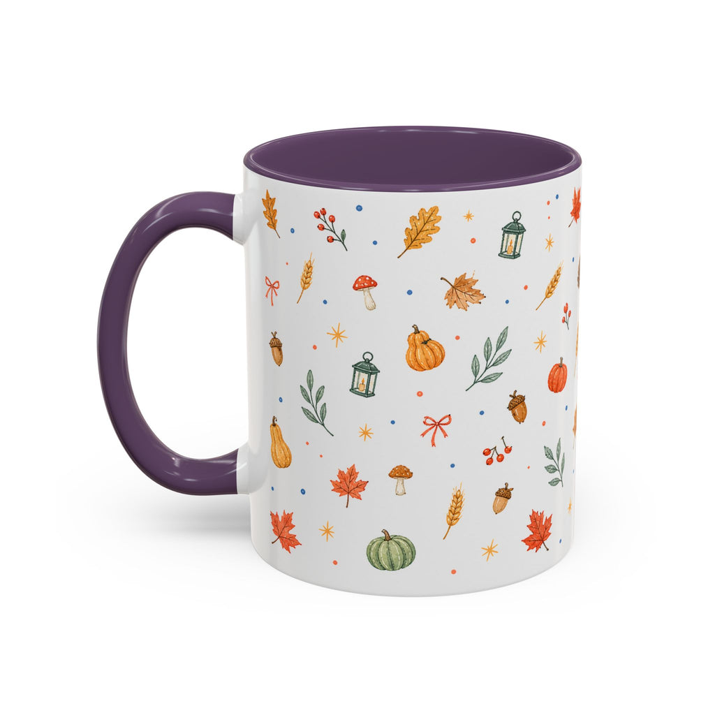 Thanksgiving Mug | Watercolor Autumn Harvest Gift | Pumpkin Leaf Accent Coffee Cup 11oz 15oz