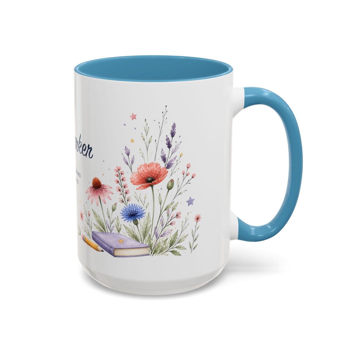 Personalized Kindergarten Teacher Mug | Custom Name Wildflower Rainbow Cup | Back to School Gift