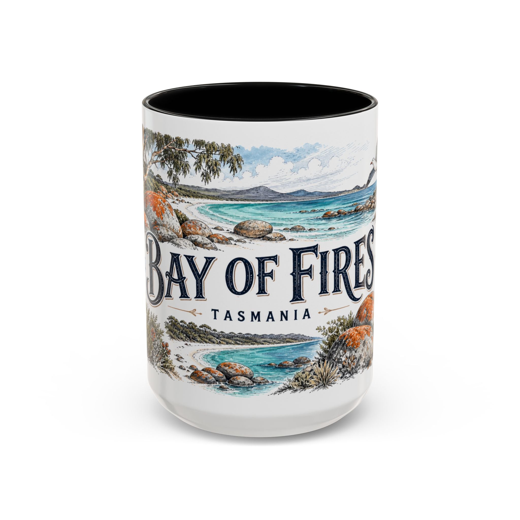 Bay of Fires Mug, Tasmania Travel Souvenir, Bucket List Gift, Accent Ceramic Coffee Mug 11oz 15oz