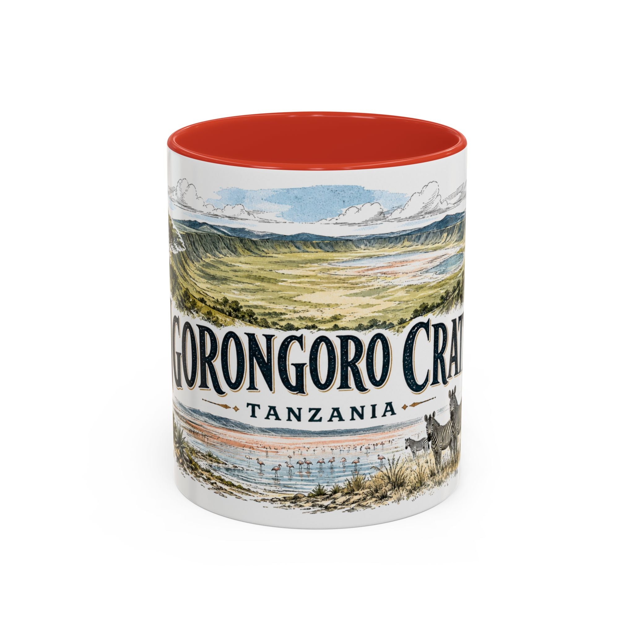 Ngorongoro Crater Mug, Tanzania Travel Souvenir, Bucket List Gift, Accent Ceramic Coffee Mug 11oz 15oz