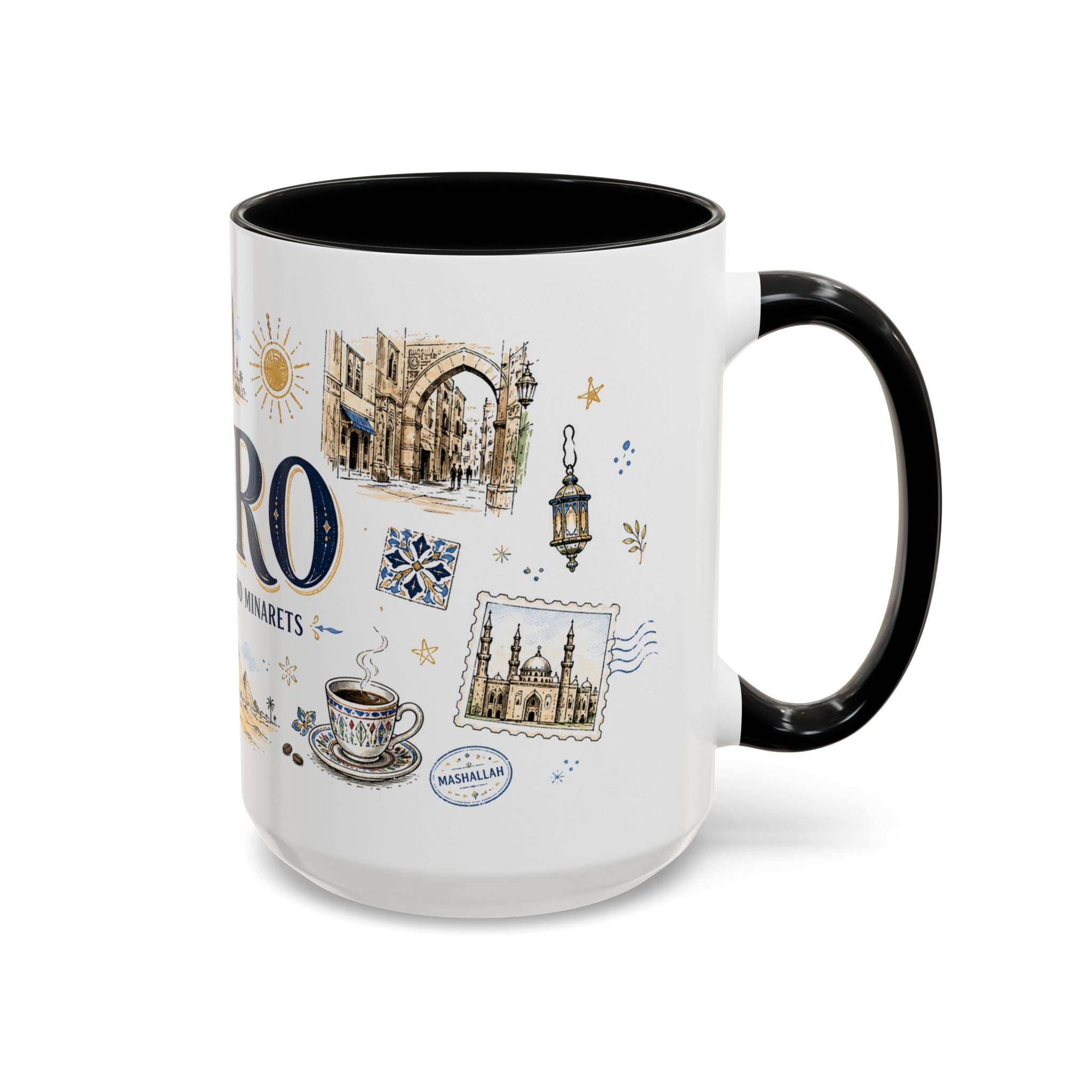 Cairo Coffee Mug | Egypt Souvenir Travel Gift | Accent Color Ceramic 11oz 15oz