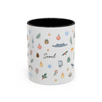 Seoul Christmas Mug | Watercolor Travel Souvenir | Holiday Gift | Accent Ceramic Coffee Cup 11oz 15oz